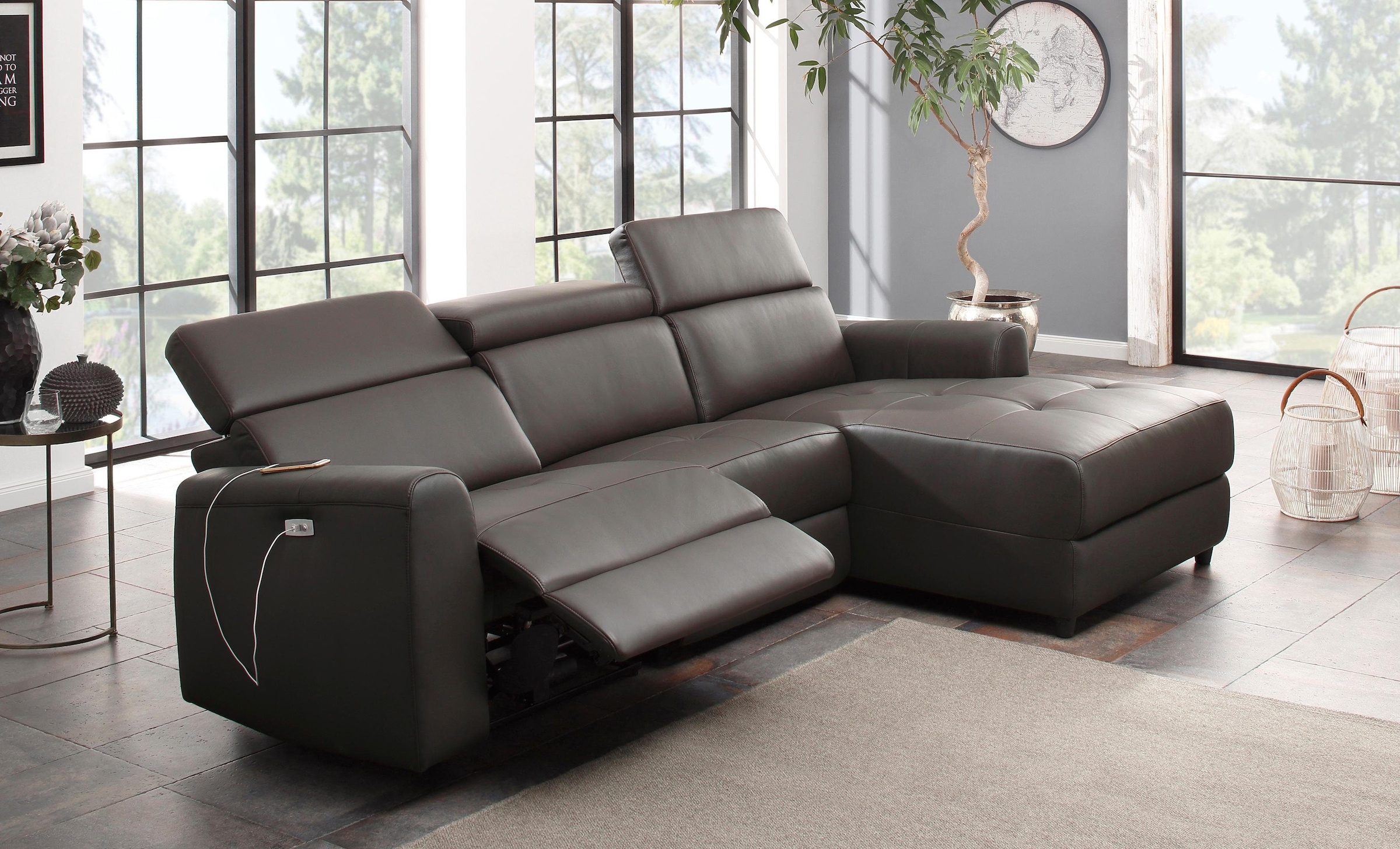 Home affaire Ecksofa »Sentrano, L-Form,«, 275 cm, man. o. elektr. Relaxfunktion und USB/Kopfverstellung