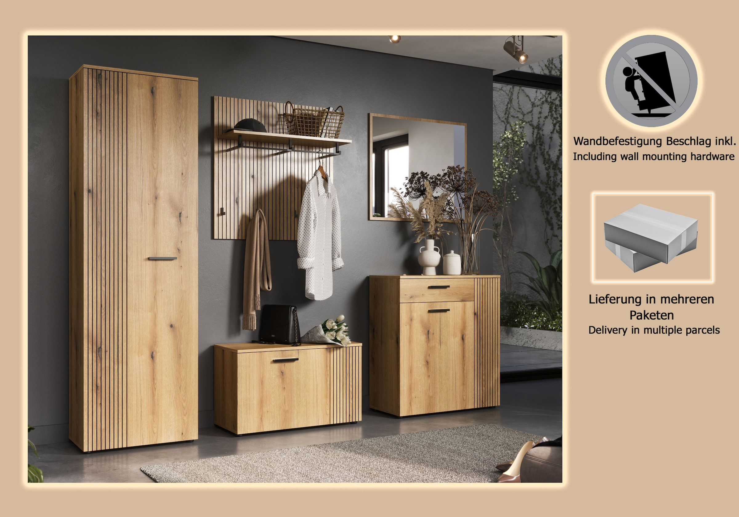 Home affaire Garderoben-Set »Amrum« Komplett-Set, 5 Stk. tlg.