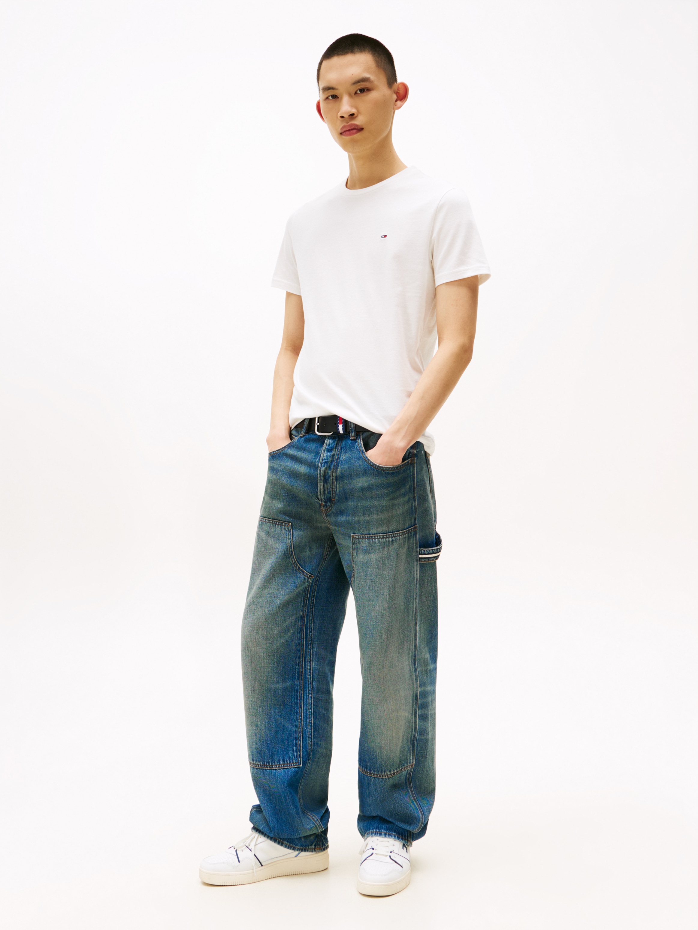 Tommy Jeans Rundhalsshirt »TJM XSLIM 2PACK JERSEY TEE EXT« Packung, 2er-Pack,  Logostickerei, 2Pack