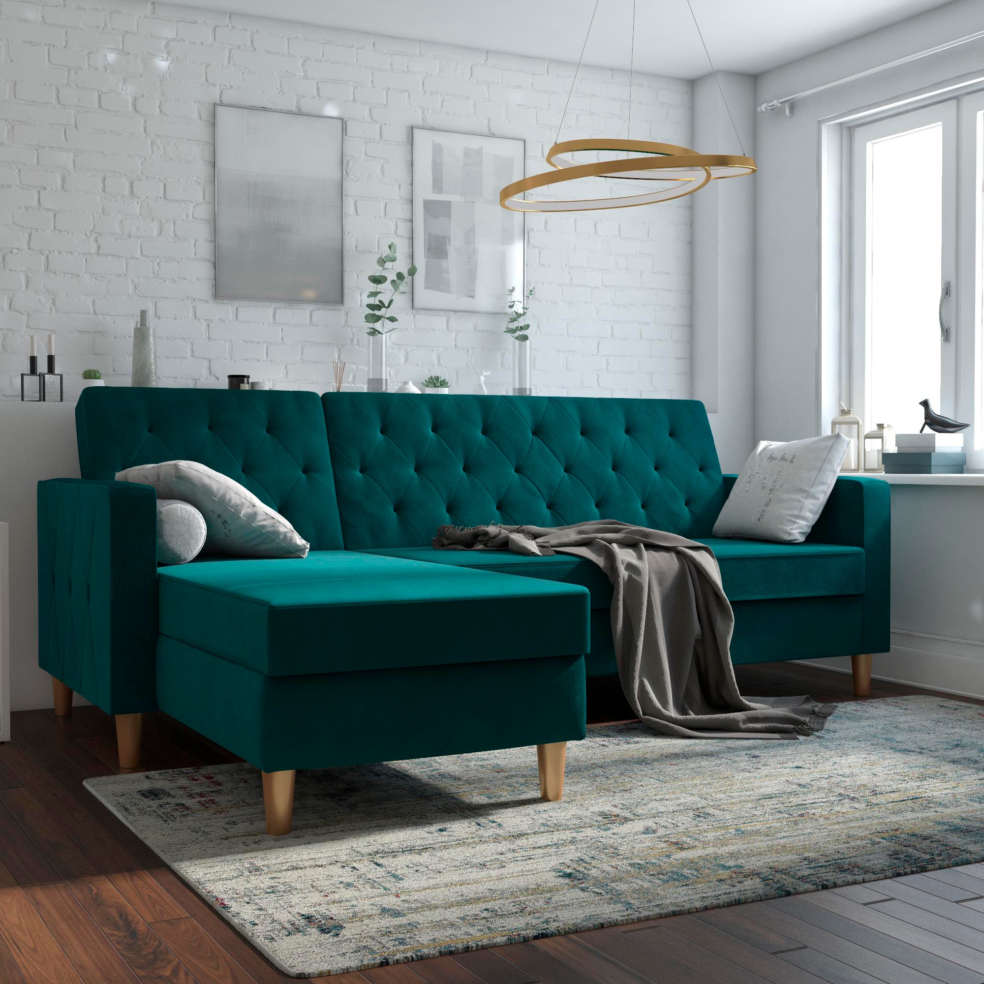 Cosmo Living Ecksofa »Liberty«, mit Schlafffunktion, Recamiere mit Stauraum beidseitig montierbar