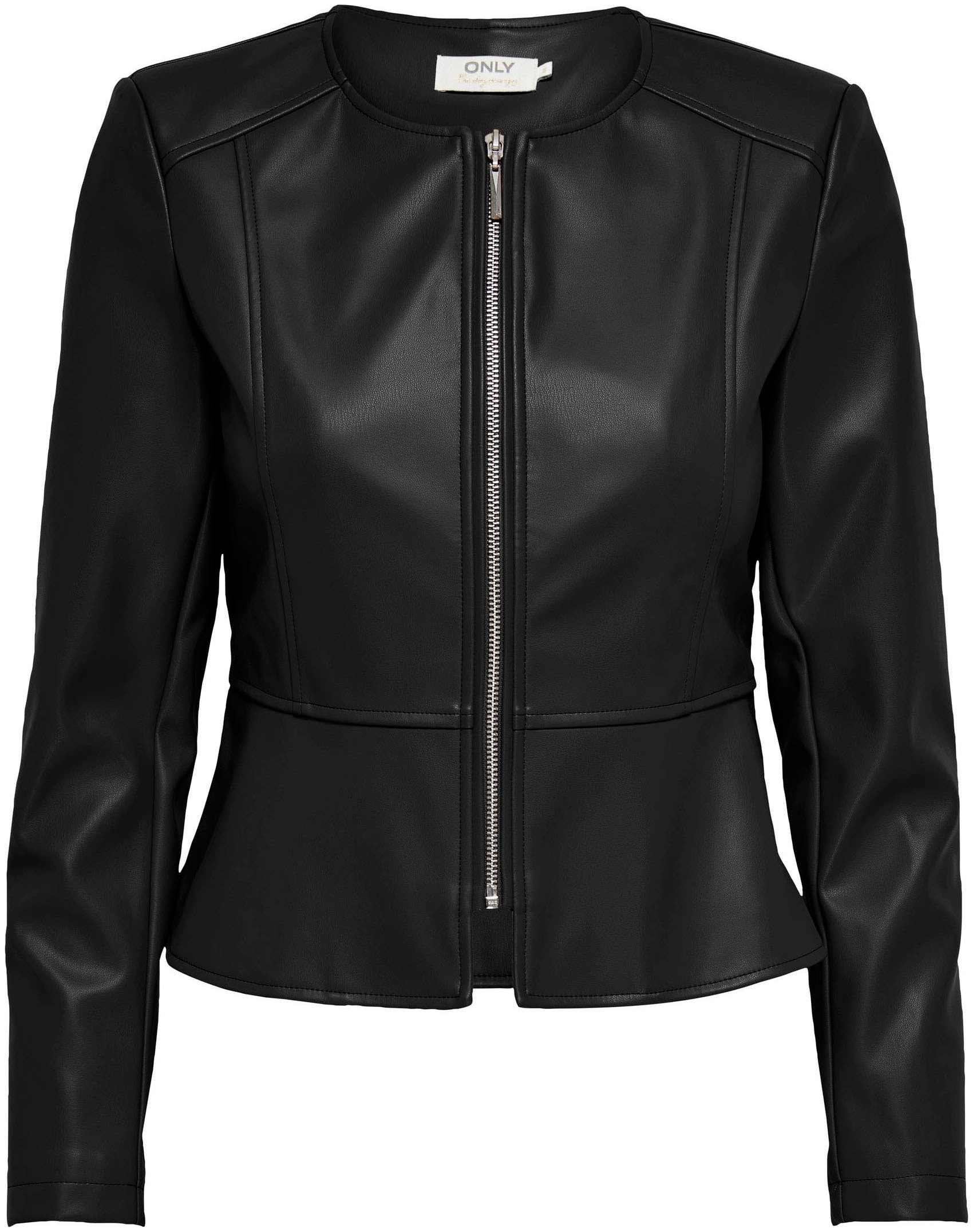 ONLY Lederimitatjacke »ONLSARAMY FAUX LEATHER JACKET CC OTW« in kurzer, leicht taillierter Form