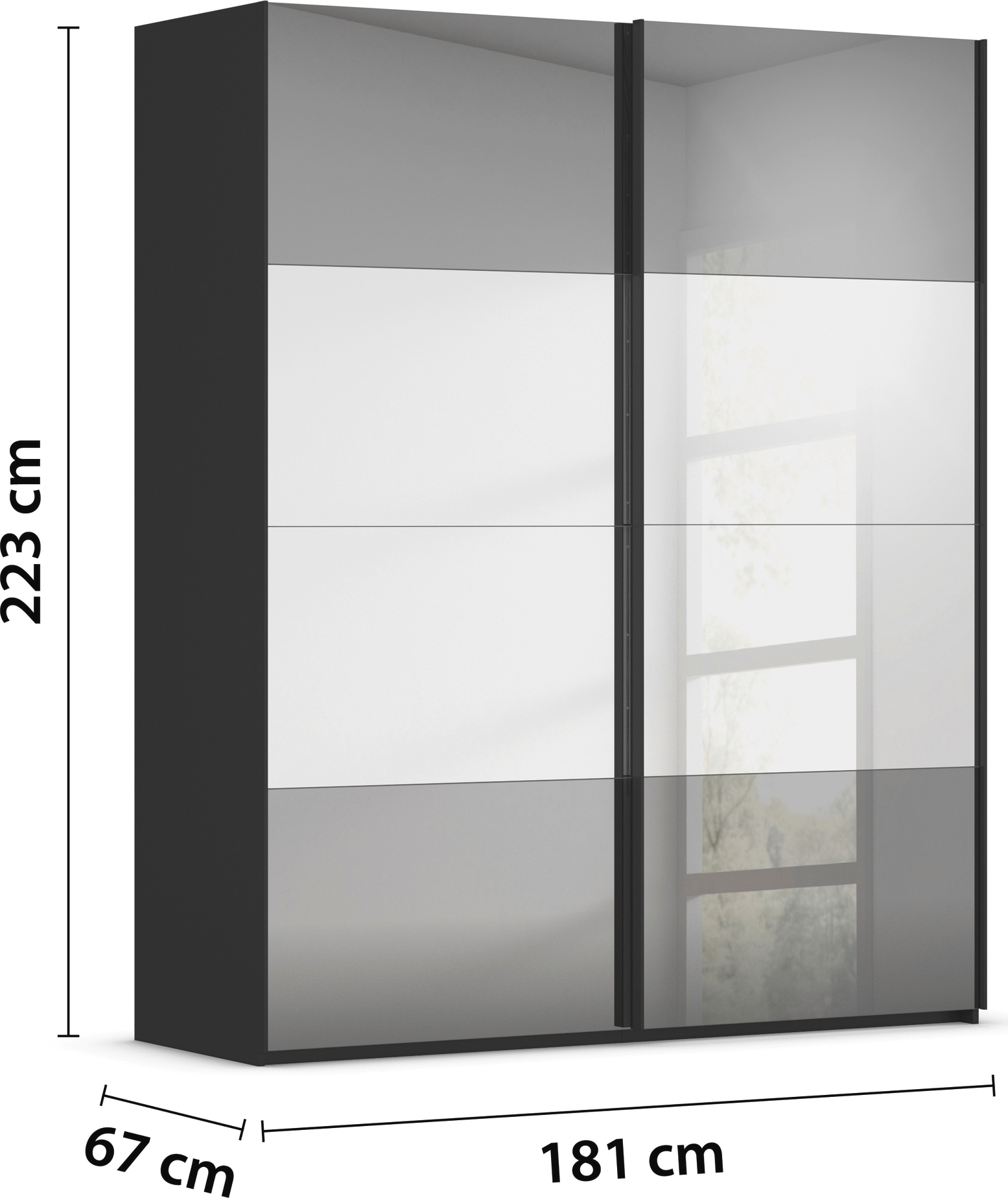 rauch Schwebetürenschrank »Kleiderschrank Schrank Garderobe Schlafzimmerschrank SCALE-FYRA« edle Türen viergeteilt Front Spiegel-Mix viele Farben MADE IN GERMANY