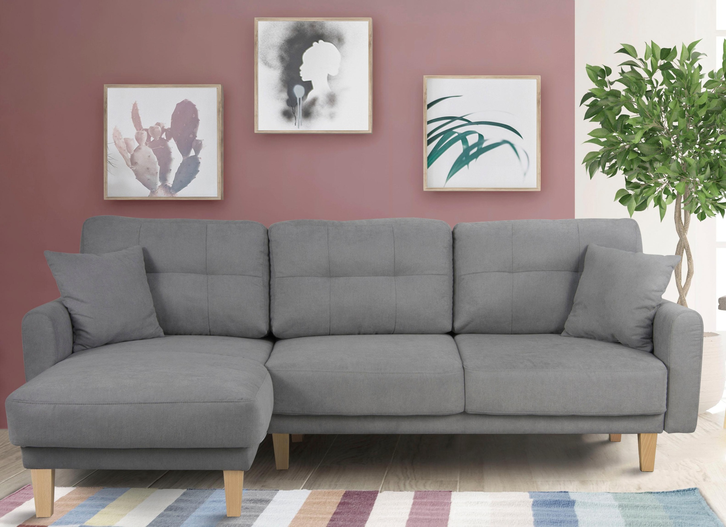 Home affaire Ecksofa »TRIPLO optionale Schlafsofa mit Bettkasten, Maße B/T/H: 234/164/89 cm« L-Form wahlweise mit Bettfunktion - Liegefläche 132x210 cm