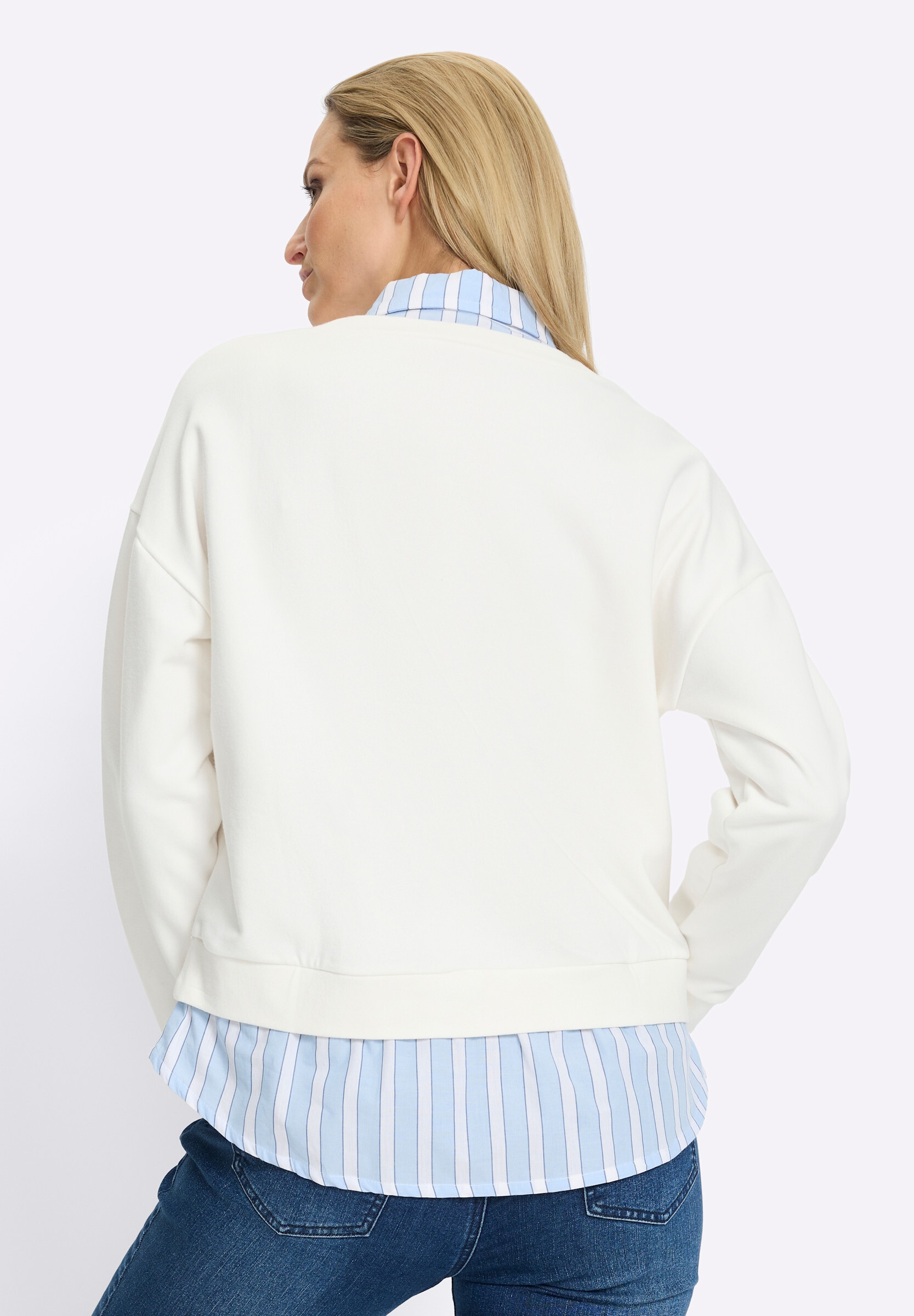 heine Sweatshirt »Sweatshirt 2-in-1-Langarmshirt mit Hemdkragen«
