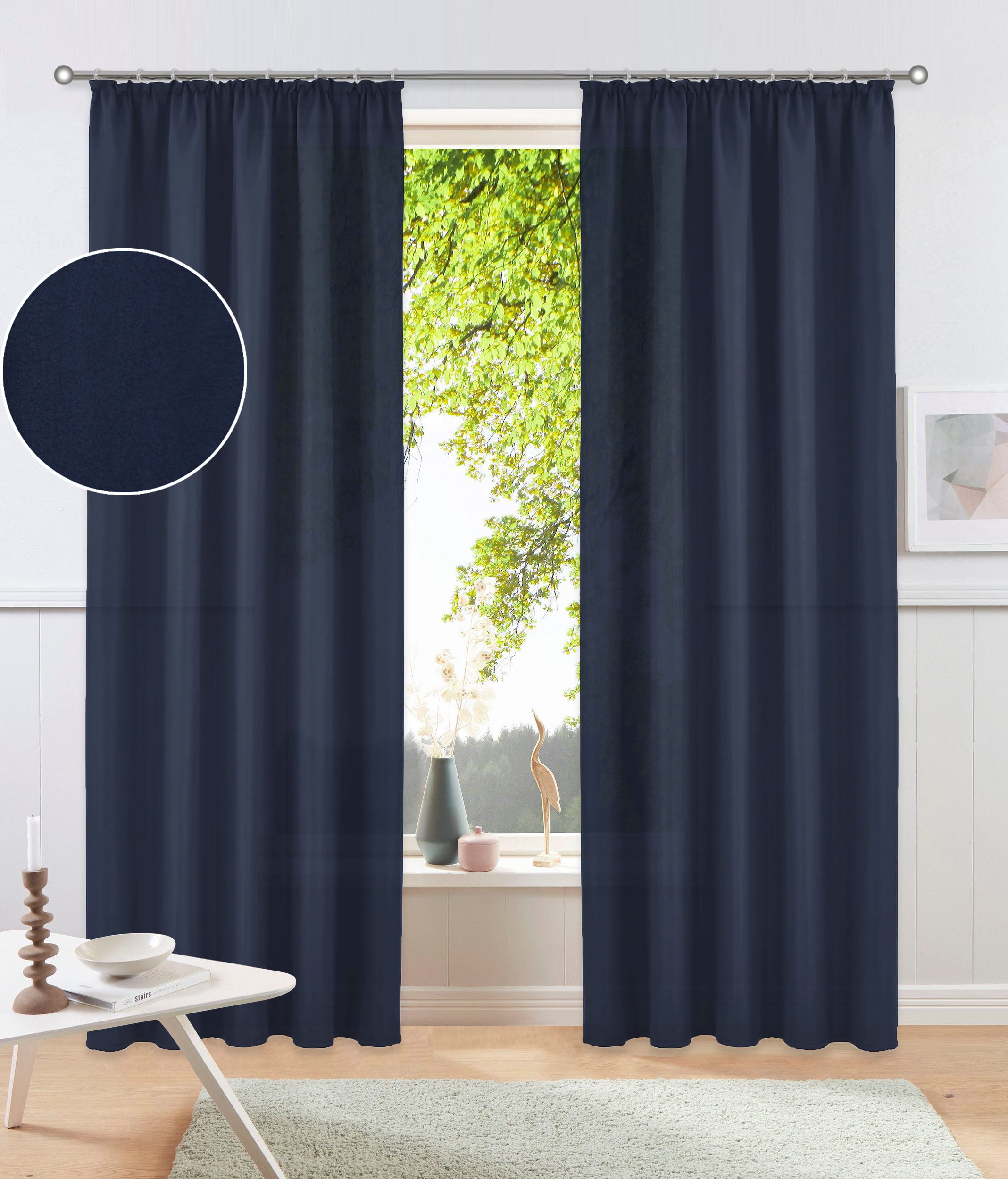 My Home Vorhang »Raja, Gardinen mit Kräuselband, Vorhänge Wohnzimmer« Kräuselband 2 Stk. tlg. 2er-Set, Bestseller, einfarbig, modern, pflegeleicht,...