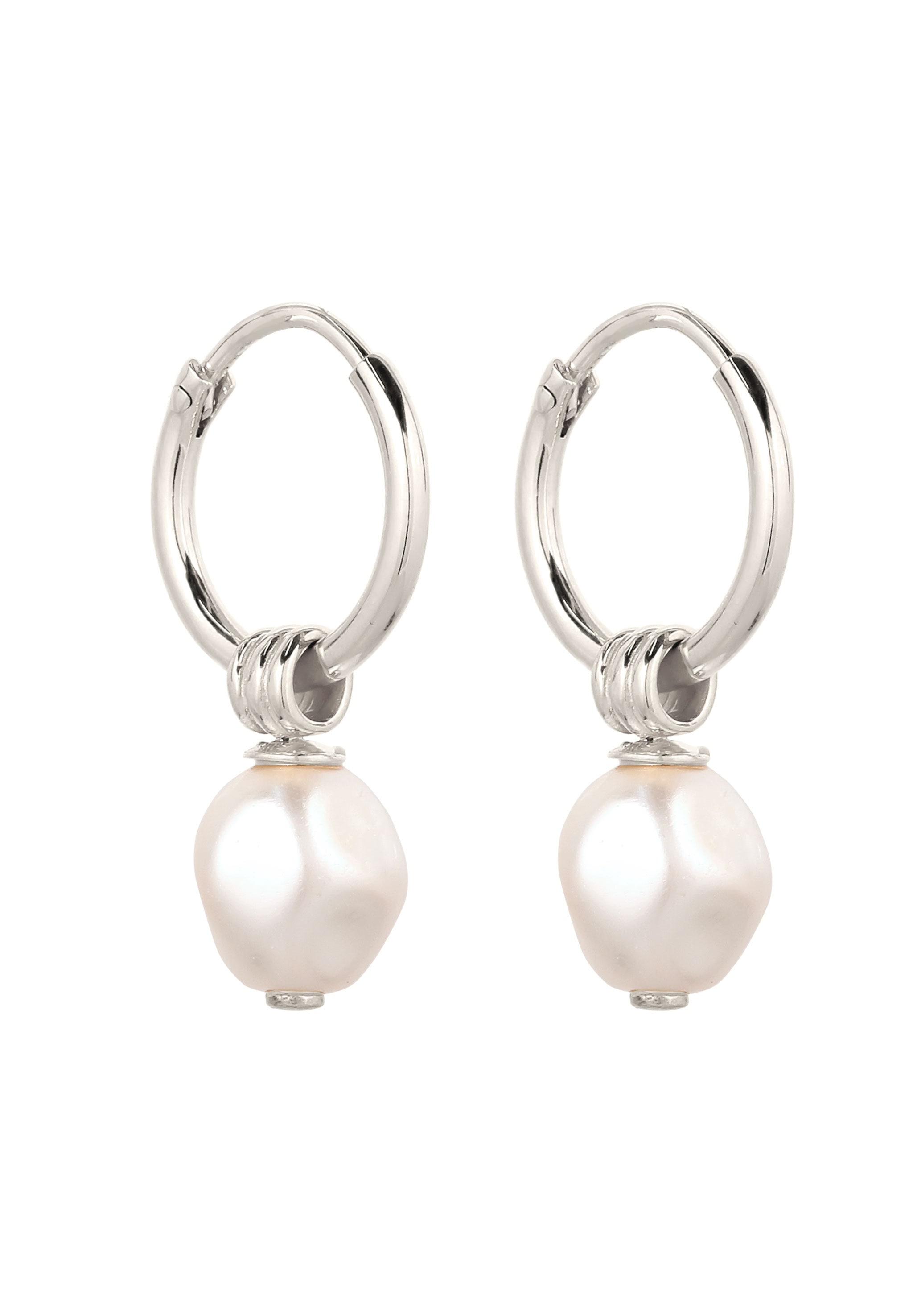 Kuzzoi Paar Creolen »Ohrringe Creolen mit Perlen von Swarovski(R) Weiß 925 Sterling Silber«