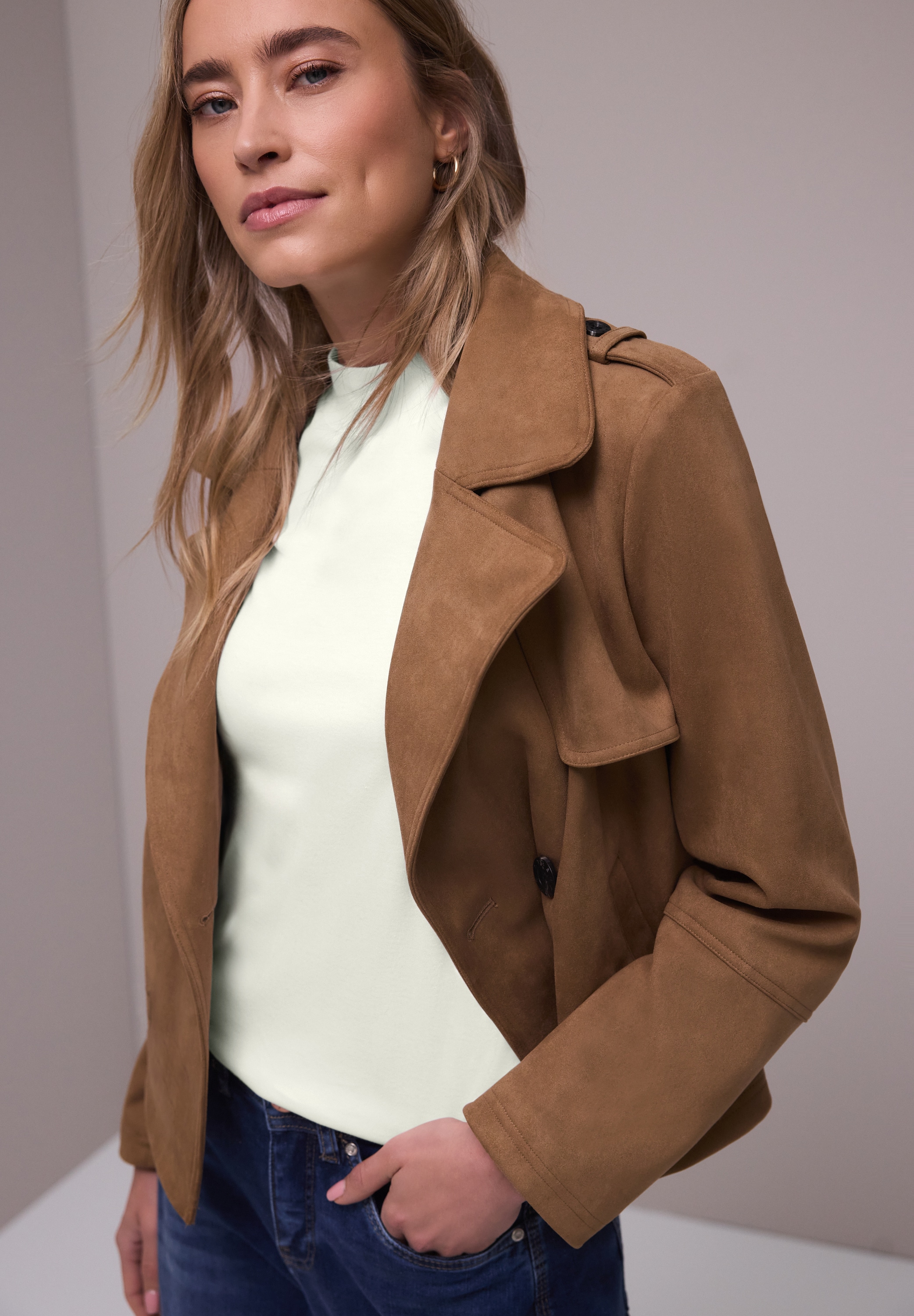 STREET ONE Kurzarmshirt Sommershirt mit Turtle Neck