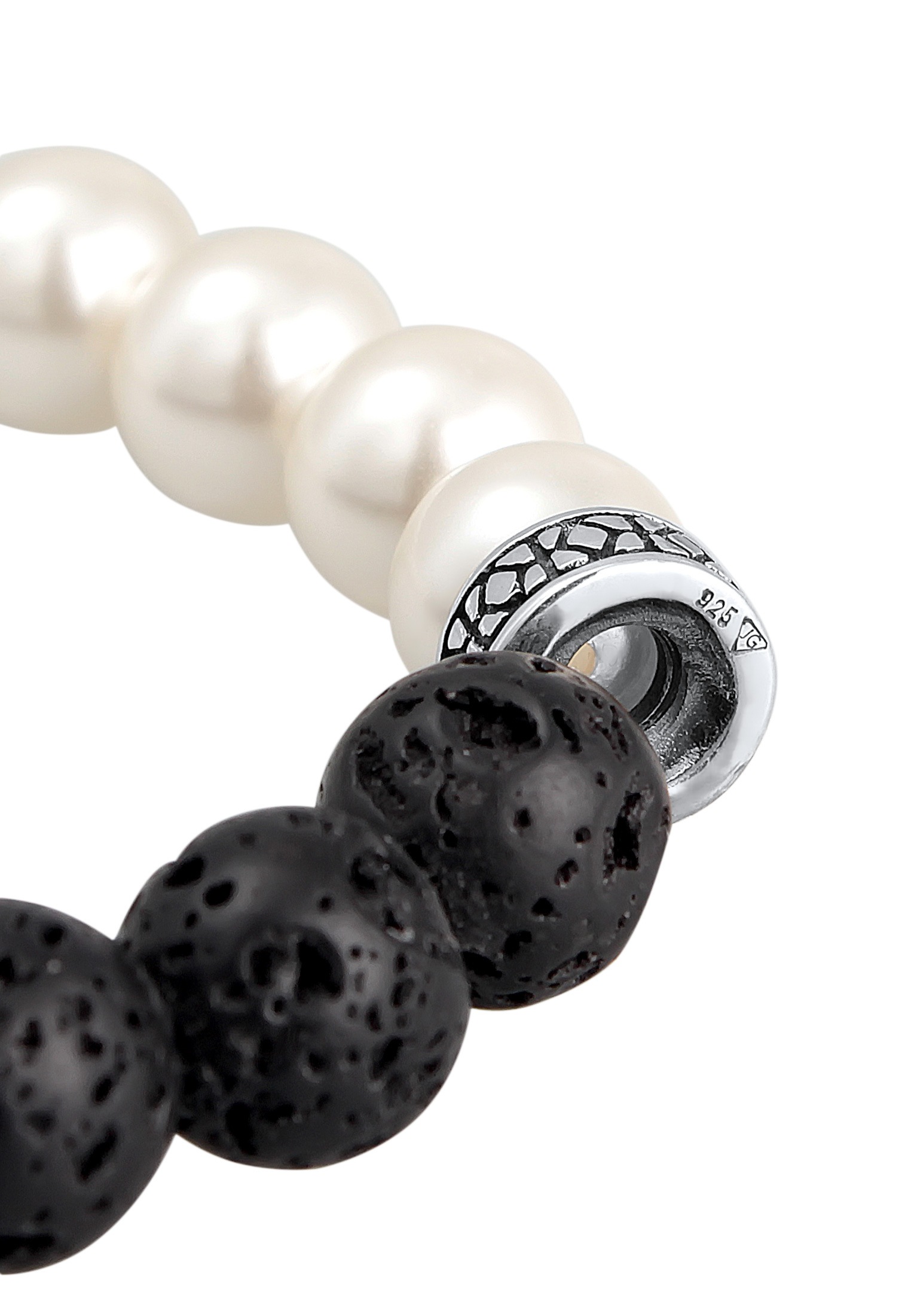 Kuzzoi Armkette »Armband Lava Perlen Bead Steinarmband 925 Silber«