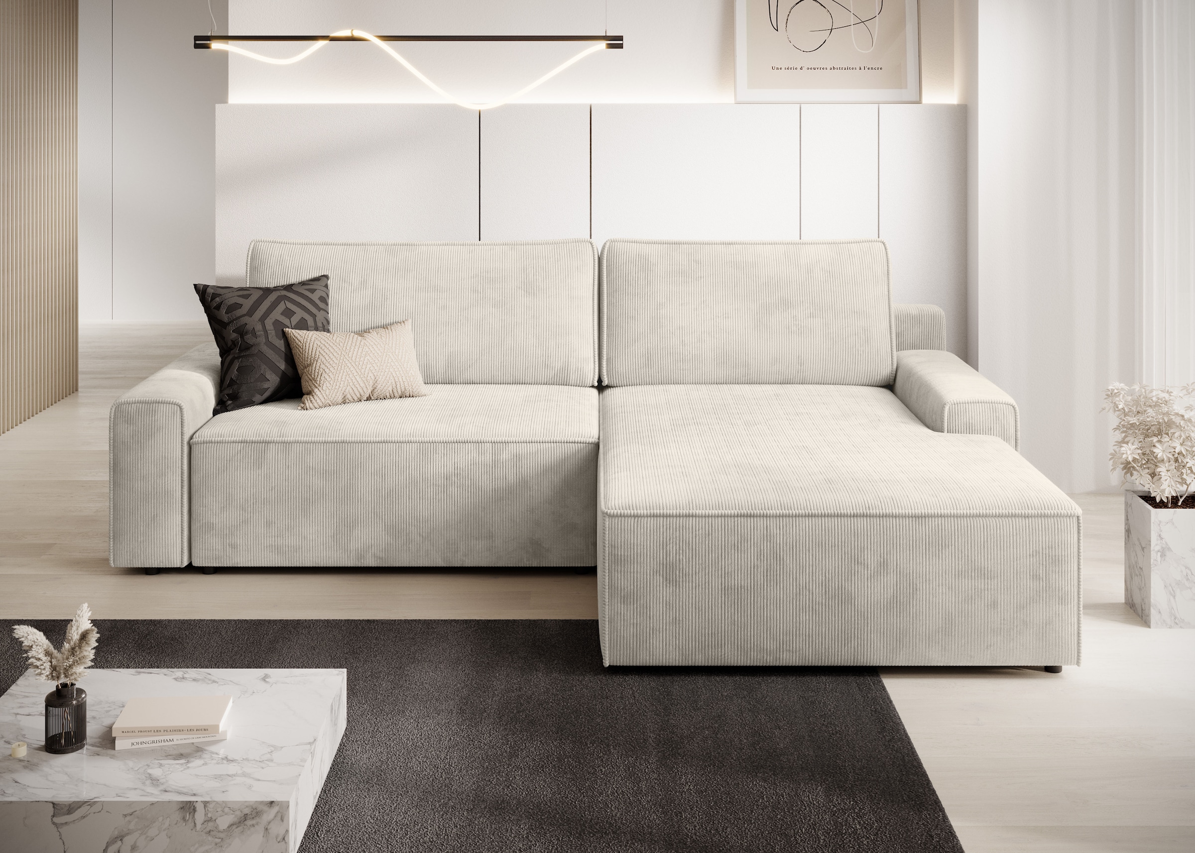 TRENDMANUFAKTUR Ecksofa »Challenge, Schlafsofa mit Bettkasten, Couch in L-Form, Breite 245 cm«, Recamiere beidseitig montierbar, auch in trendigem Cordstoff