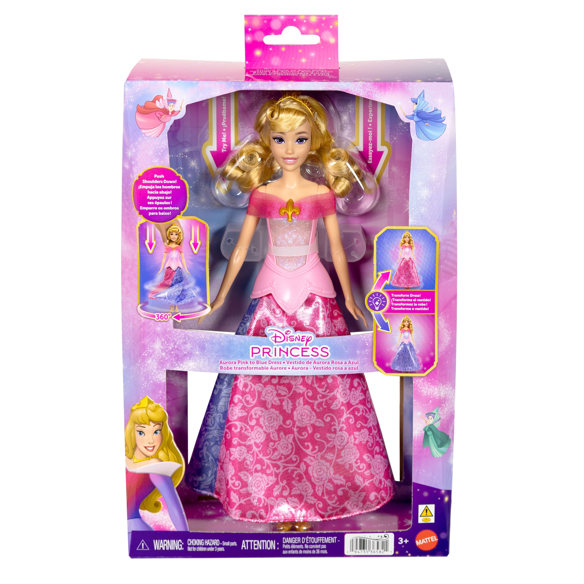 Mattel® Anziehpuppe »Disney Prinzessin Aurora Verwandlungs-Puppe« mit Leuchtfunktion