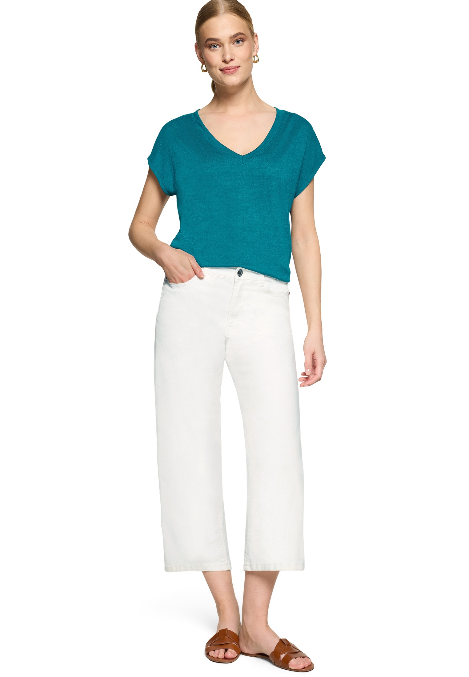 Zero Shirttop »Kurzarm-Shirt mit V-Ausschnitt«