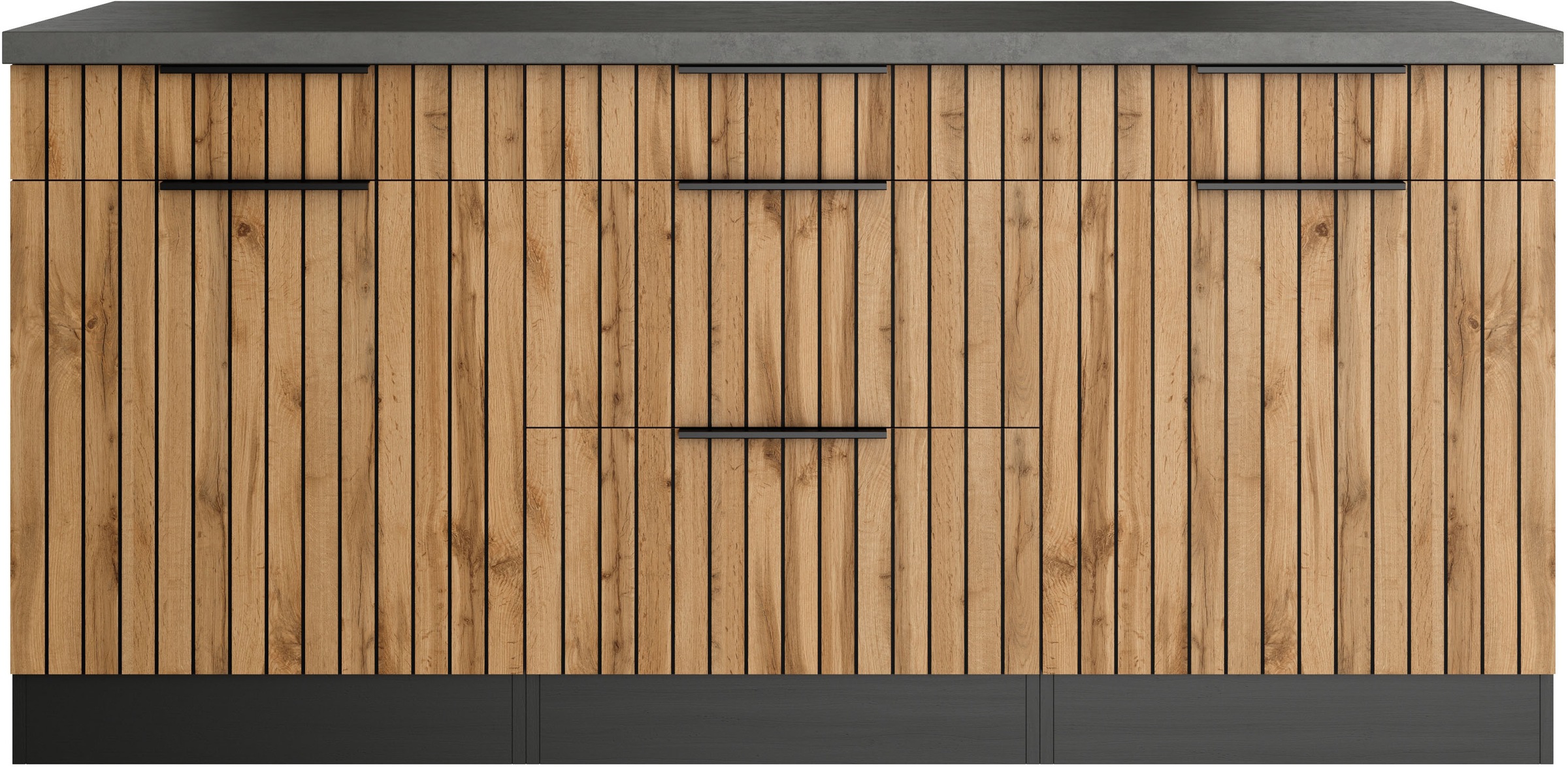 KOCHSTATION Unterschrank »KS-Lagos«, Breite 180 cm, 2 Türen, 2 Auszüge, 3 Schubkästen