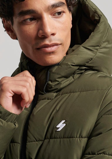 Superdry Steppjacke »HOODED SPORTS PUFFR JACKET«, mit Kapuze, mit kontrastfarbener Stickerei