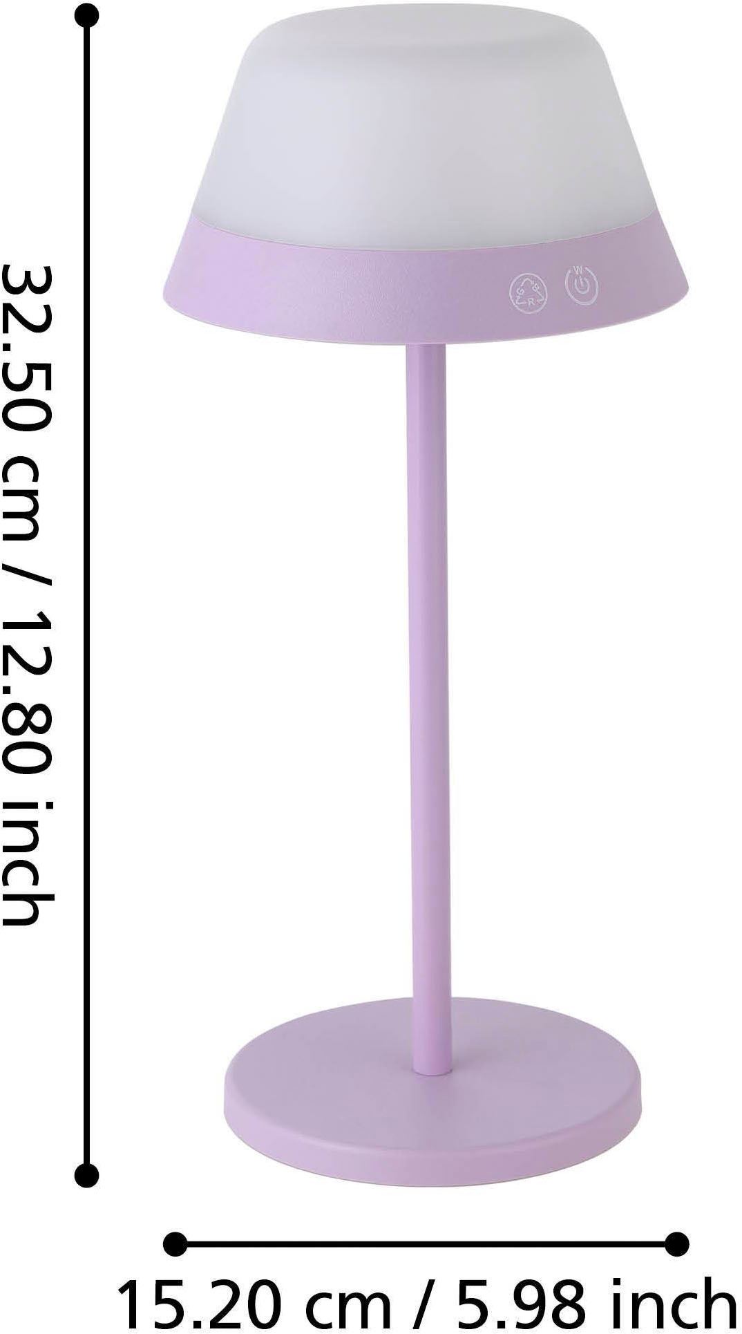 EGLO Tischleuchte »Meggiano Tischlampe, kabellos, aufhängbarer Lampenschirm, IP54, Lampe« LED-Modul 1 Stk. RGB | Warmweiß Tischleuchte - H32 x Ø15 cm - lila - 1X1,5W;1X0,8W inkl.