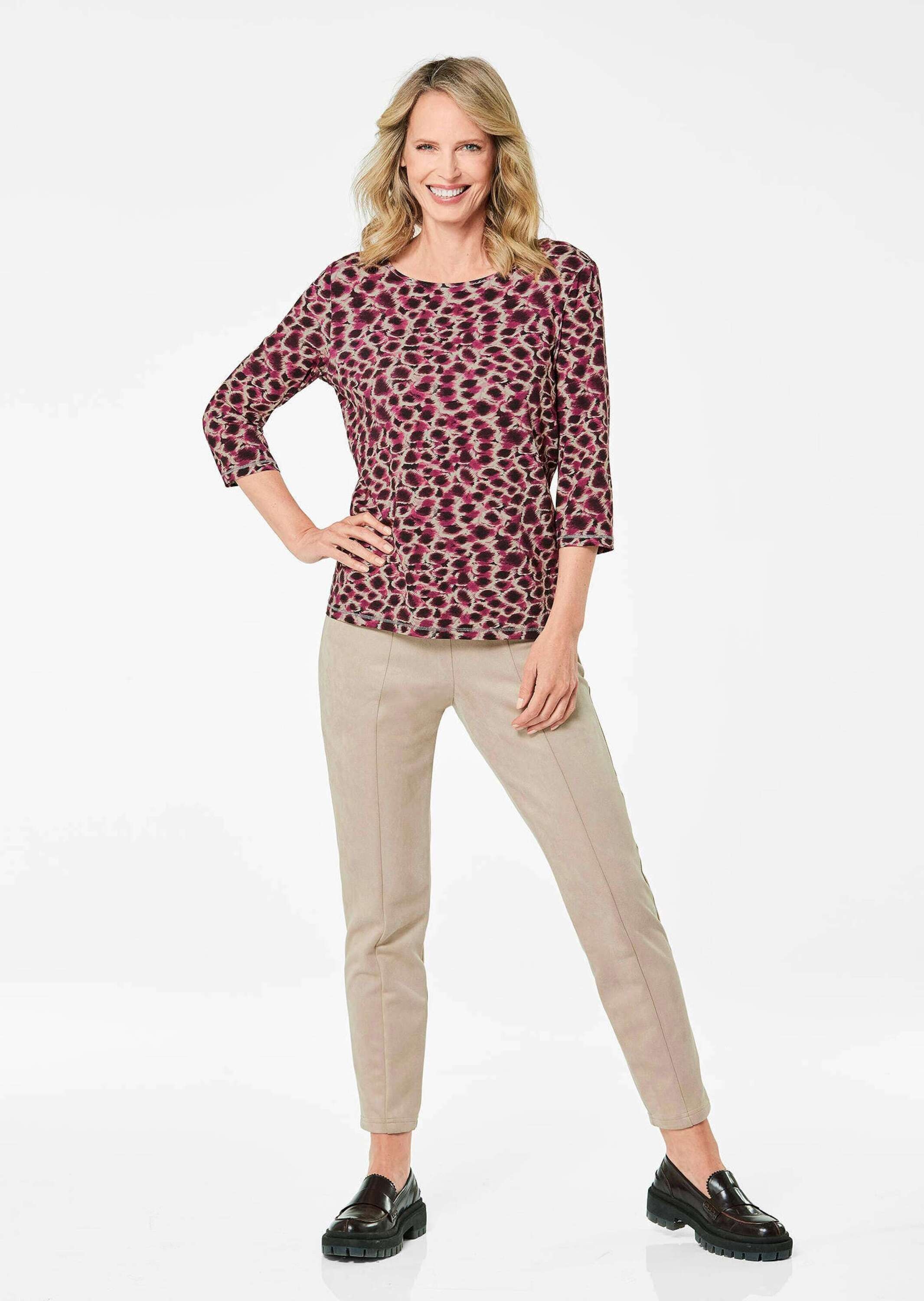 GOLDNER Print-Shirt »Jerseyshirt mit Rundhalsausschnitt« Glanzgarn