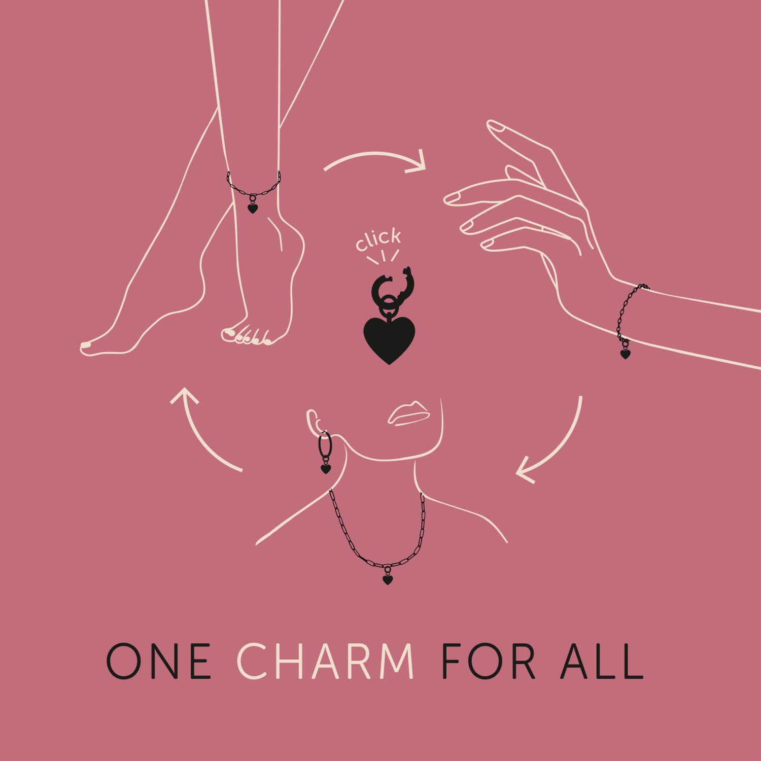 Amor Charm-Einhänger »Magisches Auge, 2038501«, mit Zirkonia (synth.)