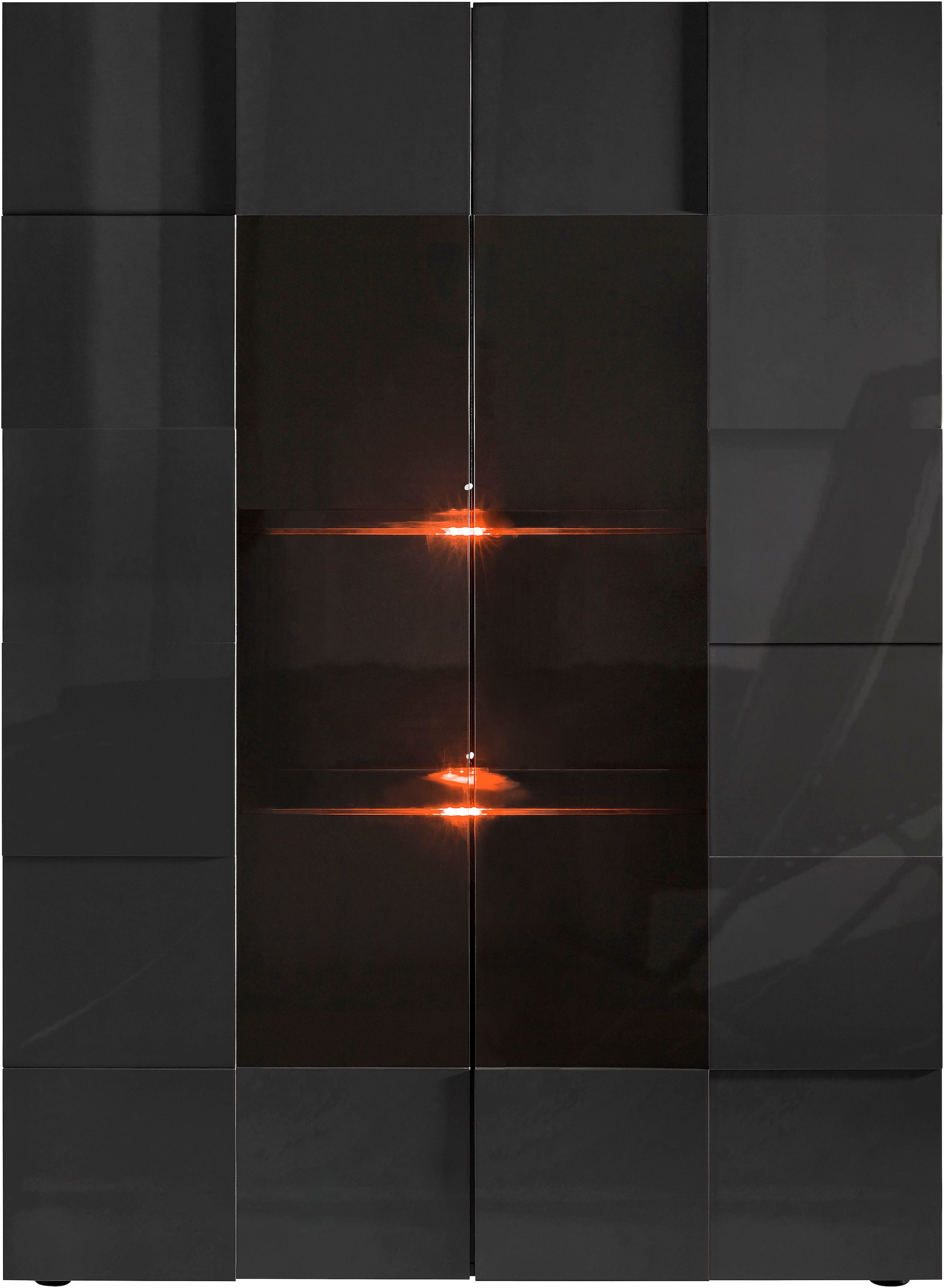 INOSIGN Vitrine »Dama Höhe 166 cm, Breite 121 cm, Stauraumvitrine mit 2 Türen,«, Standvitrine - Front in 3D-Optik, viel Stauraum, verschiedene Farben