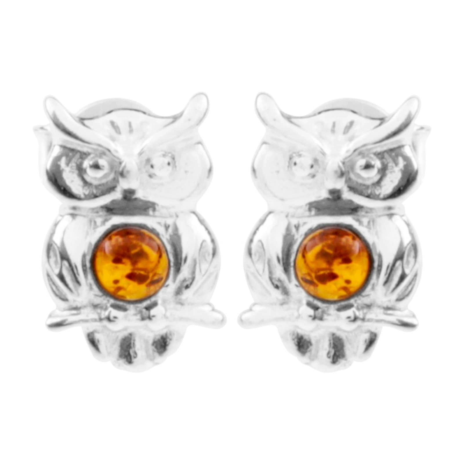 OSTSEE-SCHMUCK Paar Ohrstecker »- Uhu - Silber 925/000 - Bernstein«