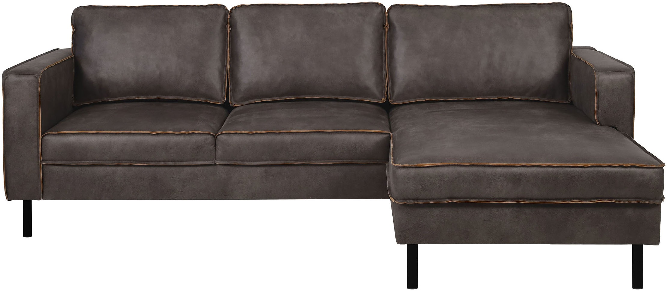 Places of Style Ecksofa »Watkins, wahlweise mit Schlaffunktion/Bettkasten, moderne offene Naht«, Recamiere beidseitig montierbar, L-Form, Breite 232 cm