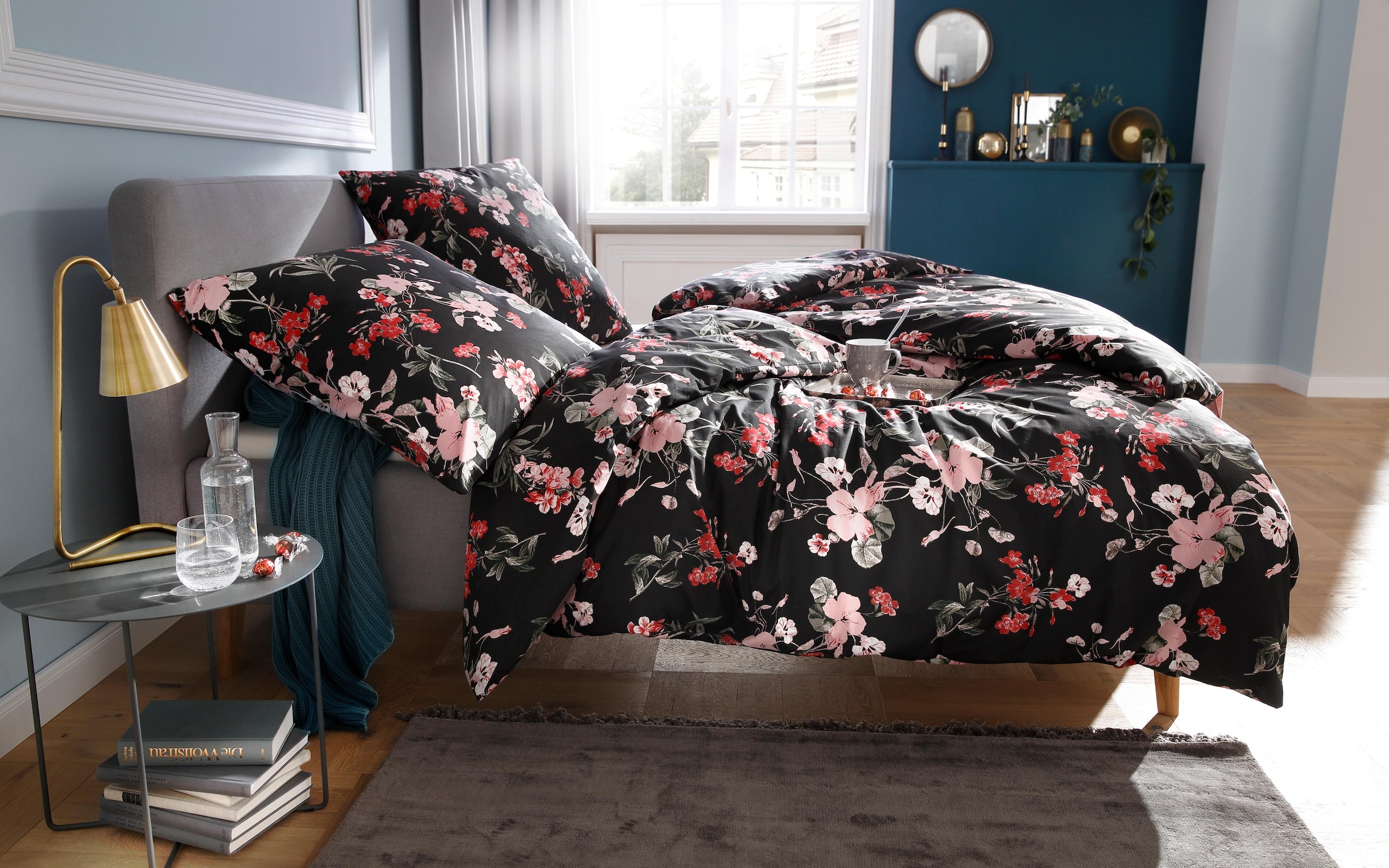Home affaire Bettwäsche »Fleur in Gr. 135x200 oder 155x220 cm«, Bettwäsche aus Baumwolle, florale Bettwäsche mit Reißverschluss