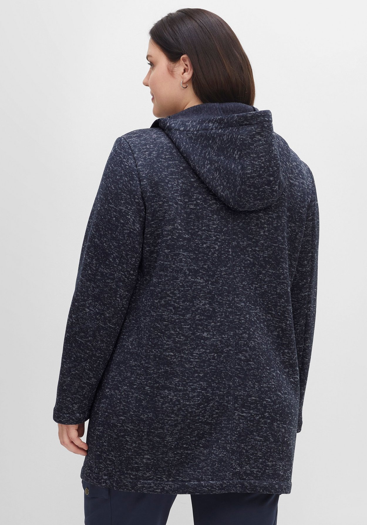 Sheego Fleecejacke »Kapuzenjacke in melierter Optik, wärmender Strickfleece«, mit Kapuze, in melierter Optik, wärmender Strickfleece