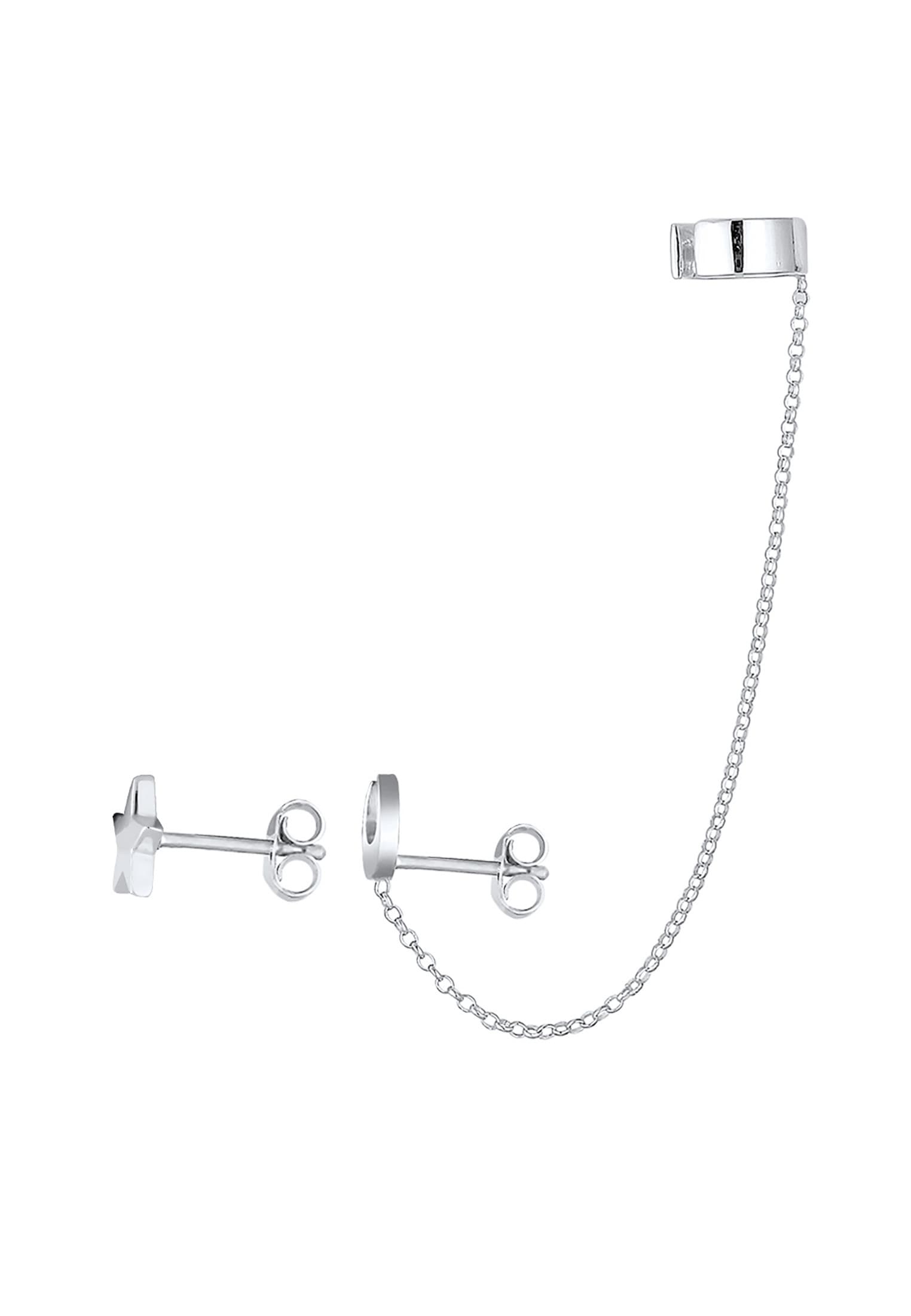 Elli Paar Ohrklemmen »Ohrringe Earcuff Astro Sterne Halbmond Blogger 925 Silber«