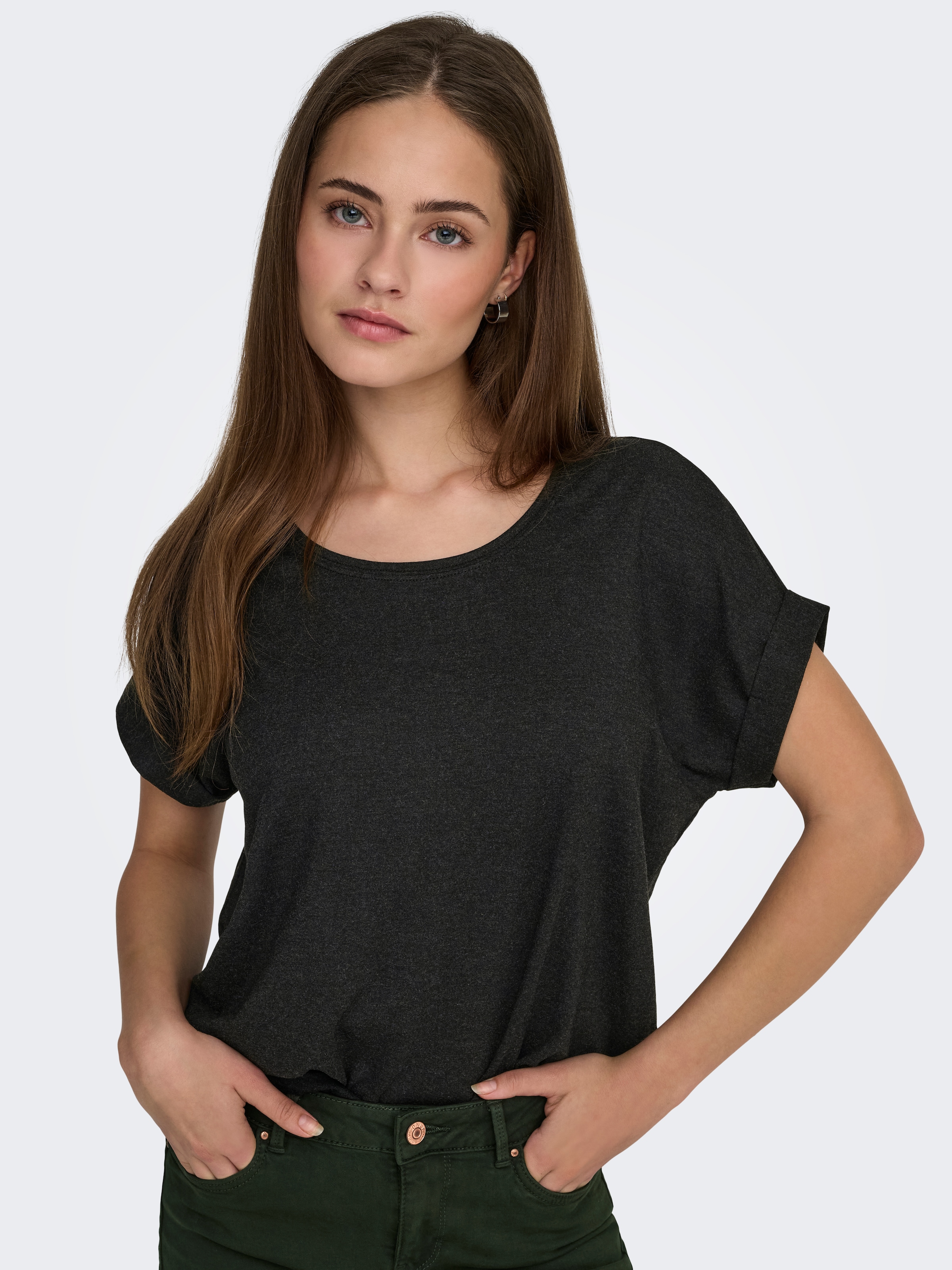 ONLY T-Shirt »ONLMOSTER – T-Shirt mit melierter Optik und elastischem Material«, meliert, casual, lässig geschnitten, Viskosemischung, Rundhals
