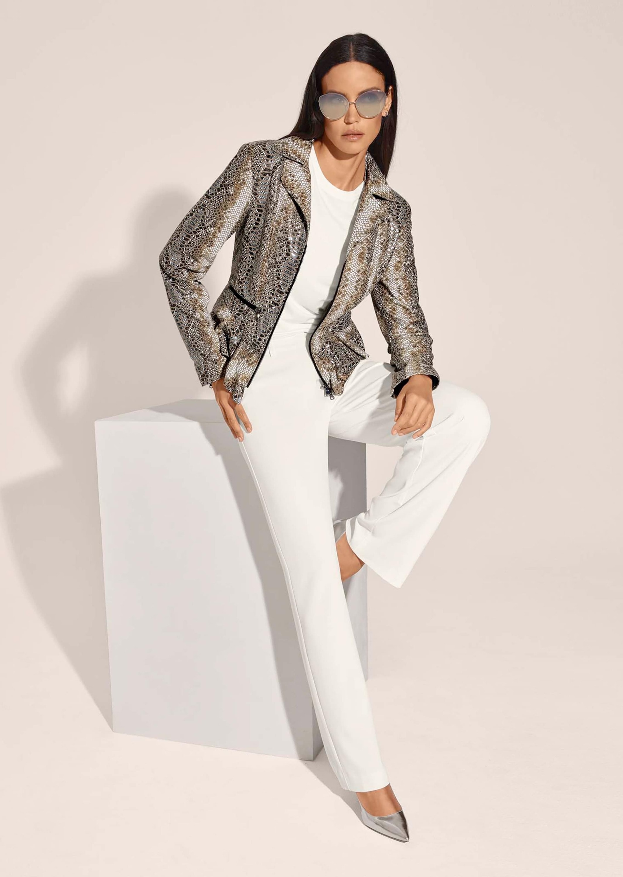 MADELEINE Lederjacke »Lederjacke Sportliche Kurzjacke mit Snake-Print«