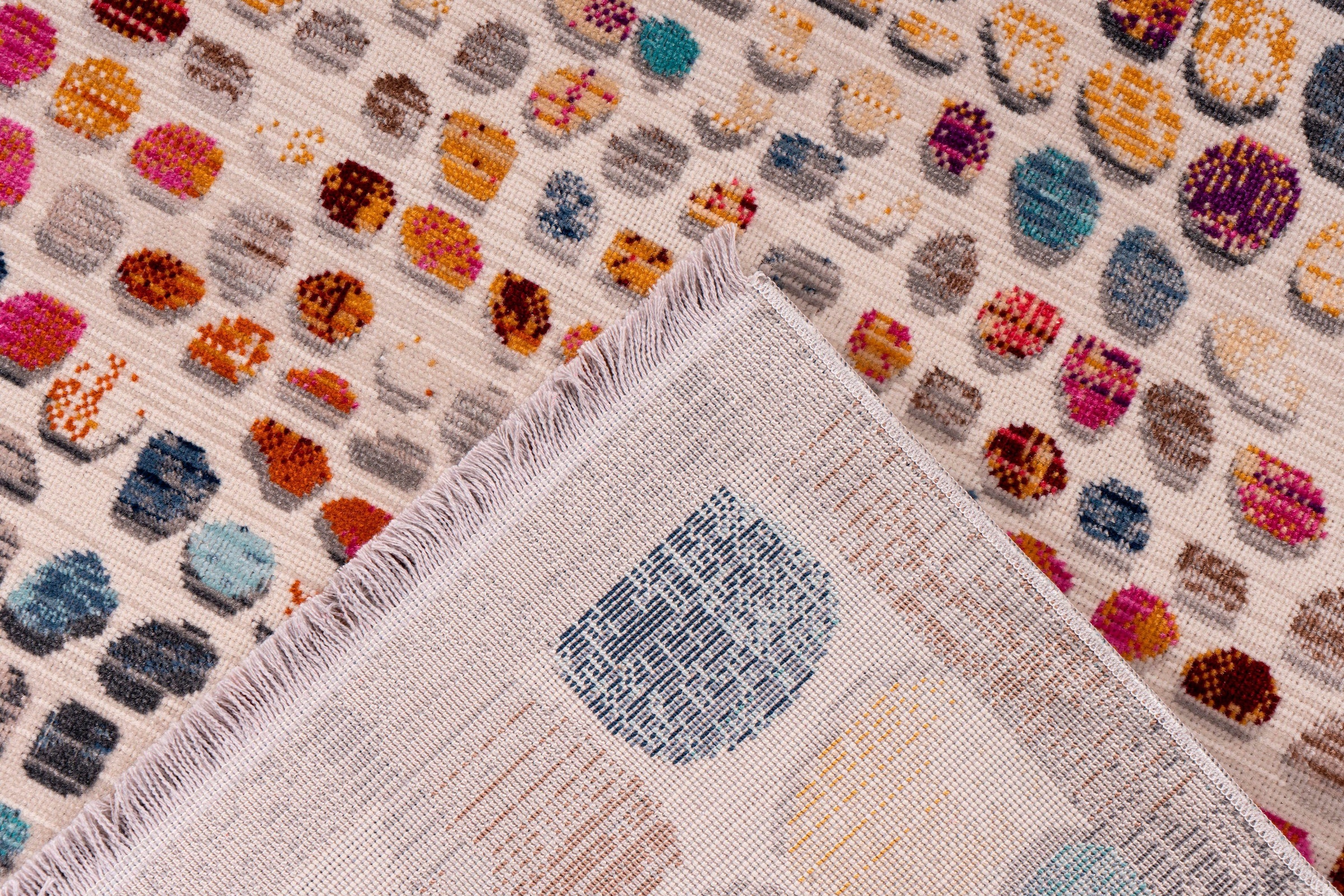 Home affaire Teppich »Benji«, rechteckig, 5 mm Höhe, farbenfrohes Mosaik-Muster, Kurzflor, mit Fransen