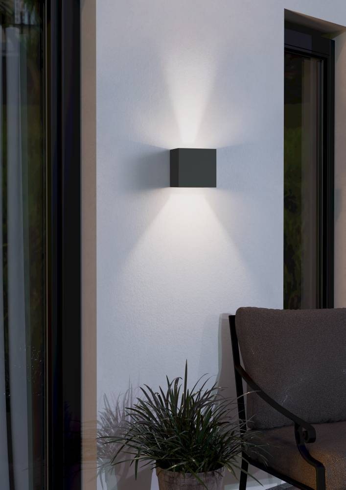 EGLO LED Außen-Wandleuchte »CALPINO Außenwandleuchte, IP54, anthrazit, warmweiß, Außenlampe«, 2 flammig, Leuchtmittel LED-Board | LED fest integriert, Außenleuchte, LED Wandleuchte, Garten, 2x3,3W, Up- und Down Light