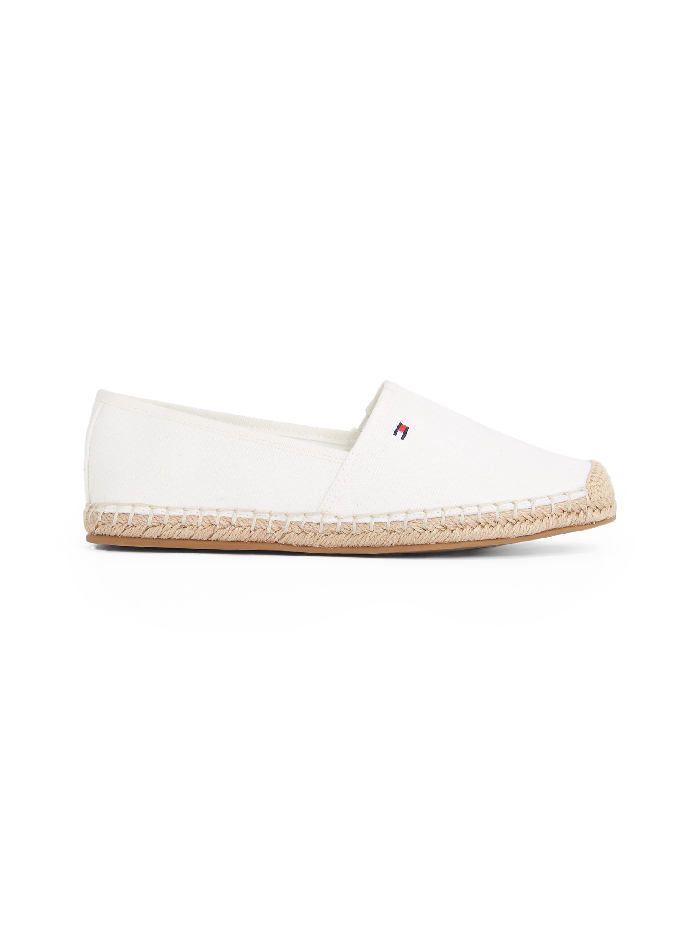 Tommy Hilfiger Espadrille »FLAG CANVAS ESPADRILLE«, Slipper, Flats, Bequemschuh mit Bastbezug und Ziernähten