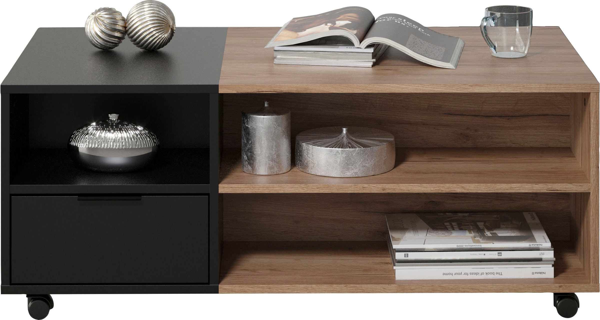 INOSIGN Couchtisch »Kriens«, Eleganter Wohnzimmertisch auf Rollen - Maße (B/T/H) 110/60/44 cm