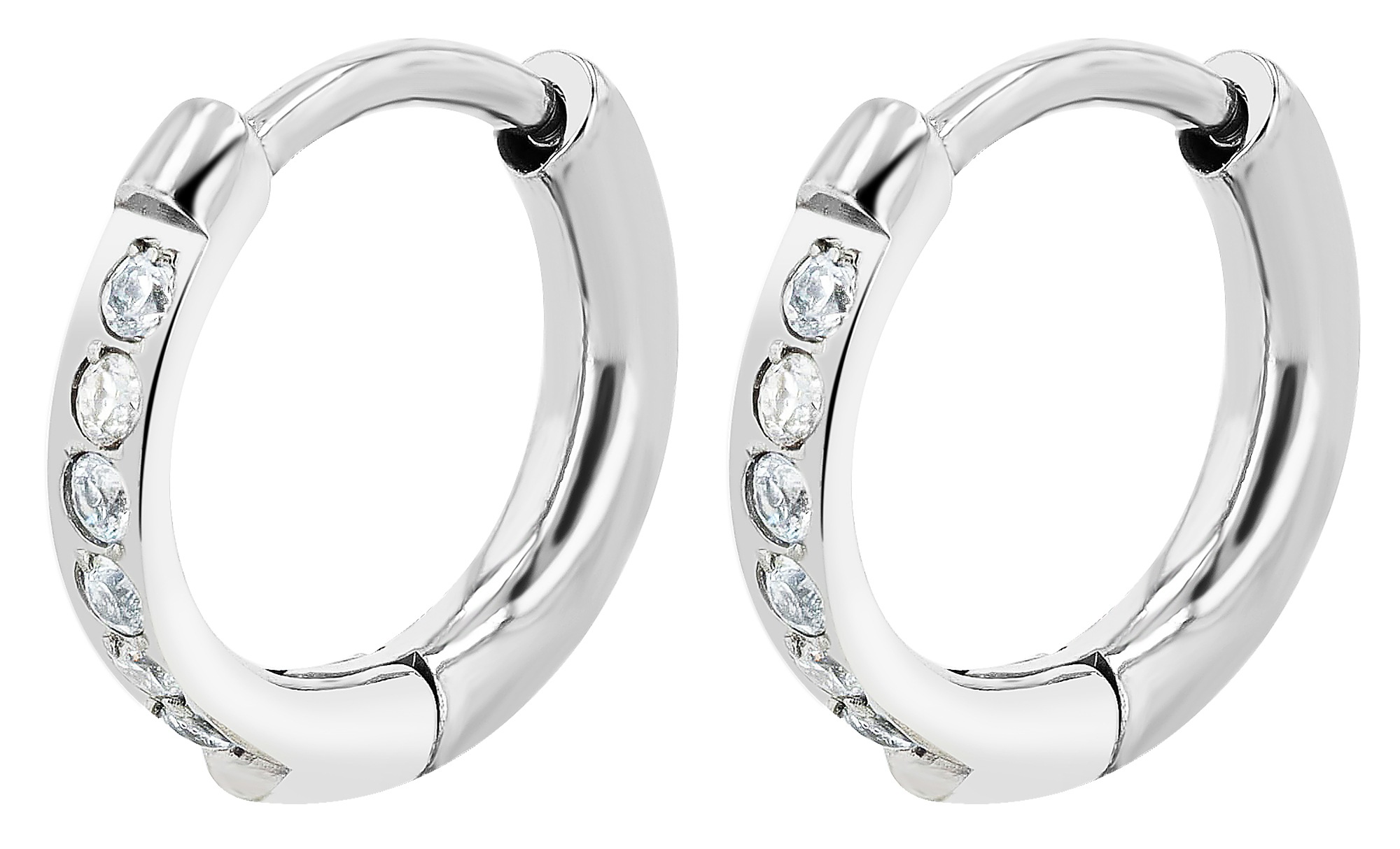 Adelia´s Paar Creolen »Damen Ohrringe ¿ Klappcreole aus Titan mit Strass Steinchen«