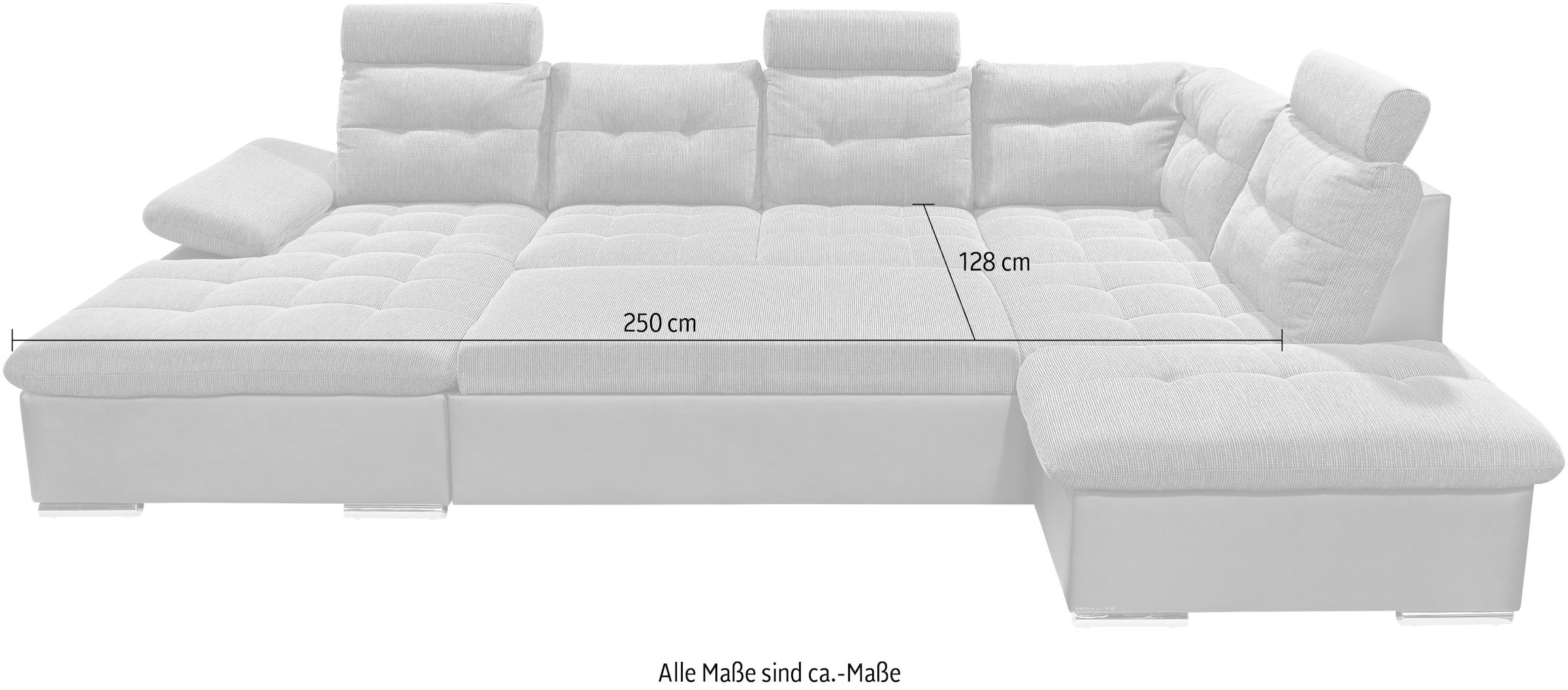 ED EXCITING DESIGN Wohnlandschaft Jakarta, mit Bettfunktion, Bettkasten, Kopfstützen, Nierenkissen
