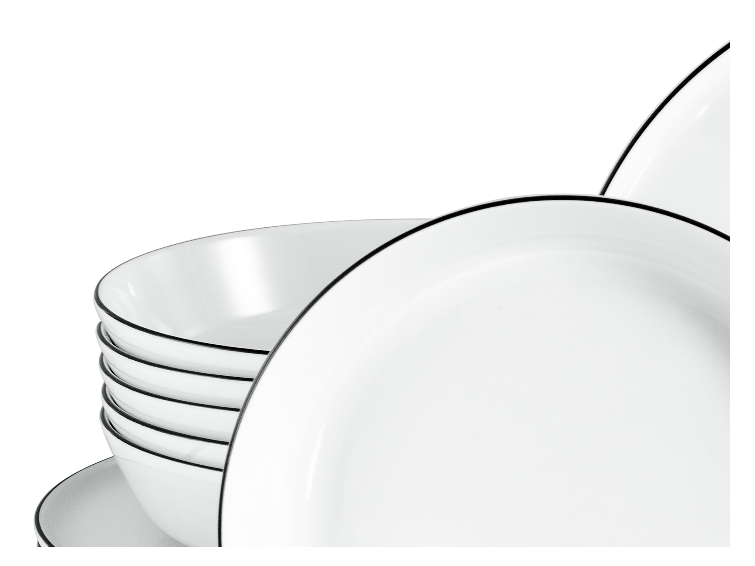 CreaTable Tafelservice »Chef Collection Black Line, Tafel-Service 12-tlg« Teller Set, Daily Use, Zeitlos