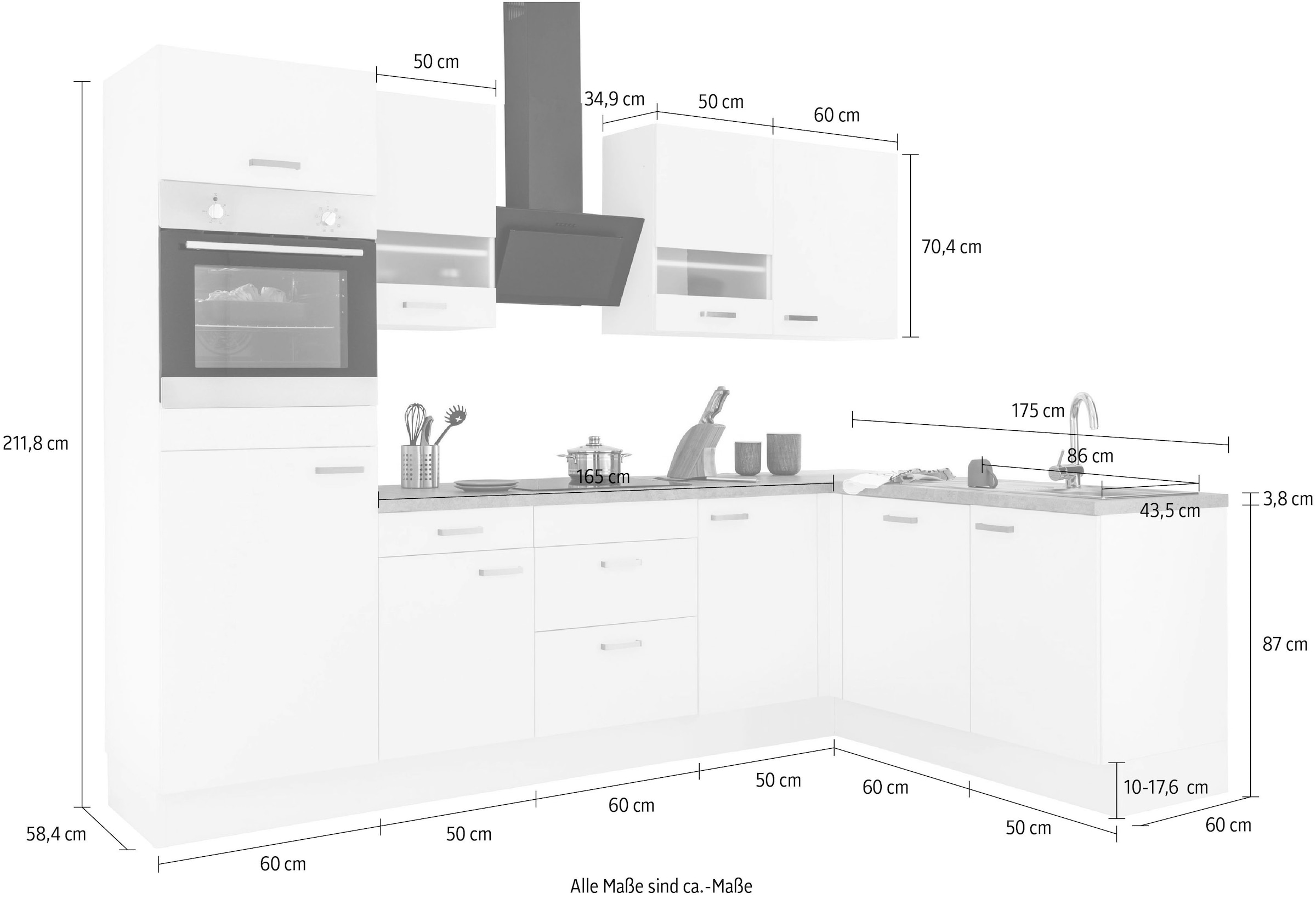 OPTIFIT Winkelküche »Parma« ohne E-Geräte, Stellbreite 285 x 175 cm