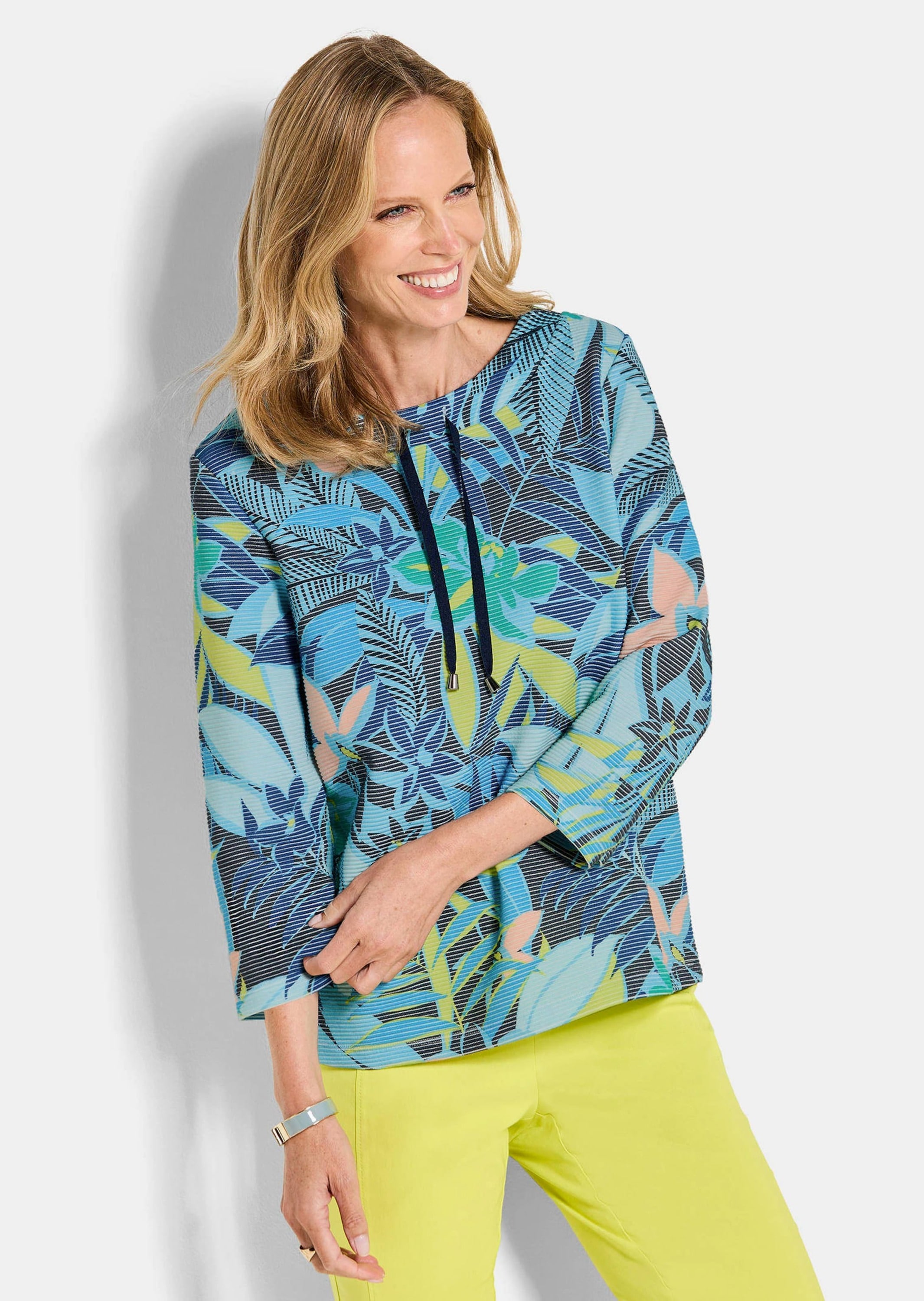 GOLDNER Sweatshirt »Druckpullover mit Dschungel-Design«, Zierband am Ausschnitt
