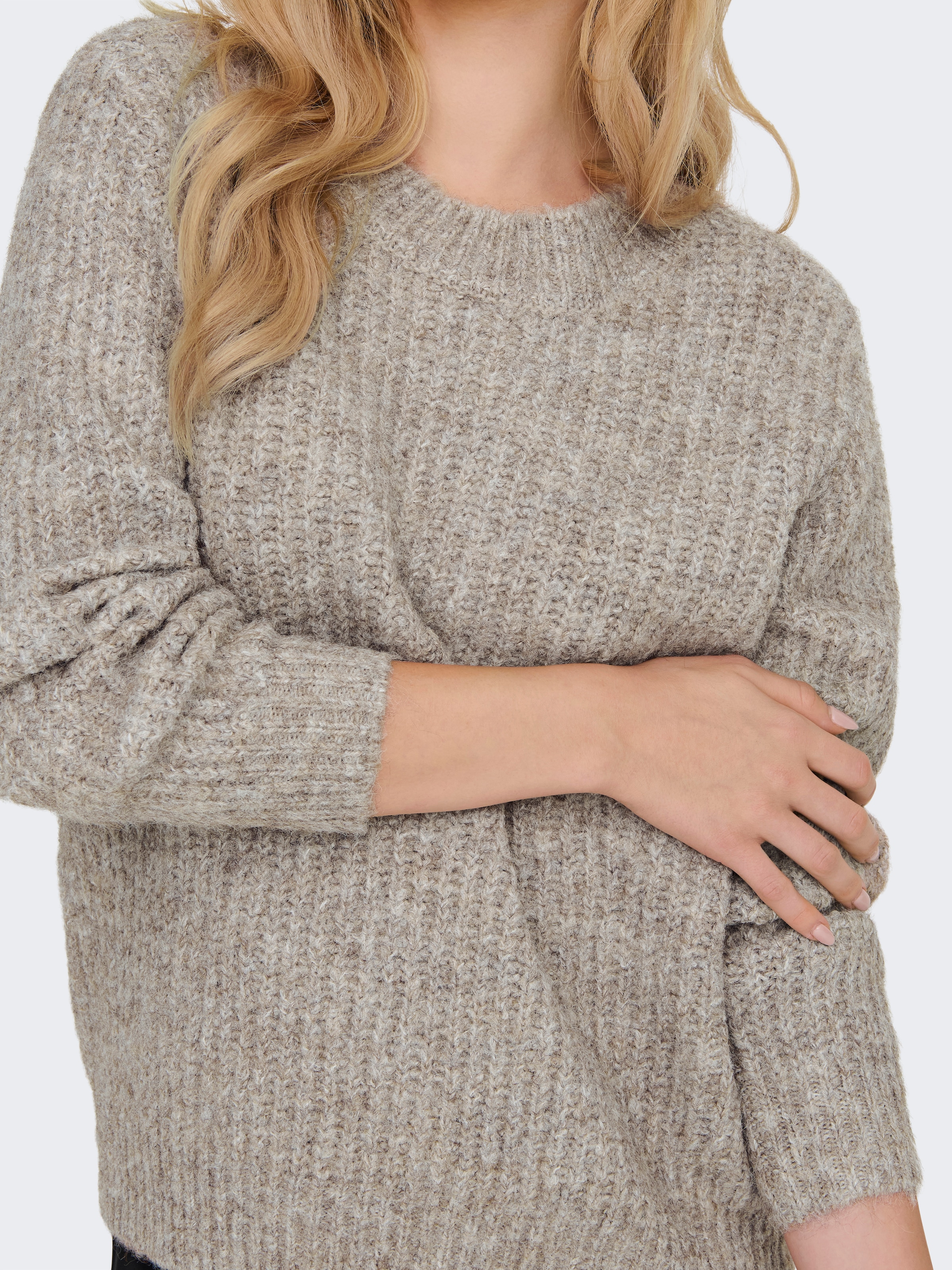 ONLY Rundhalspullover »ONLMAGGIE LIFE LS RIB ONECK CC KNT«, in Rippstrick mit Wollanteil
