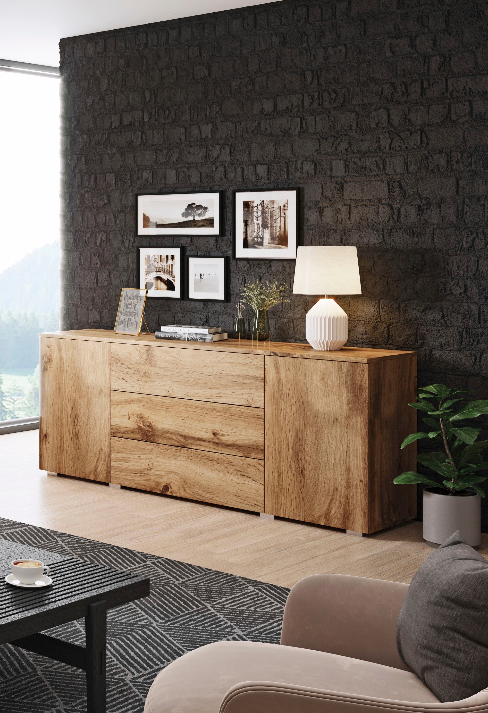 INOSIGN Sideboard »PARIS«, (1 St.), Moderne 150cm breite grifflose Kommode, vielseitig einsetzbar