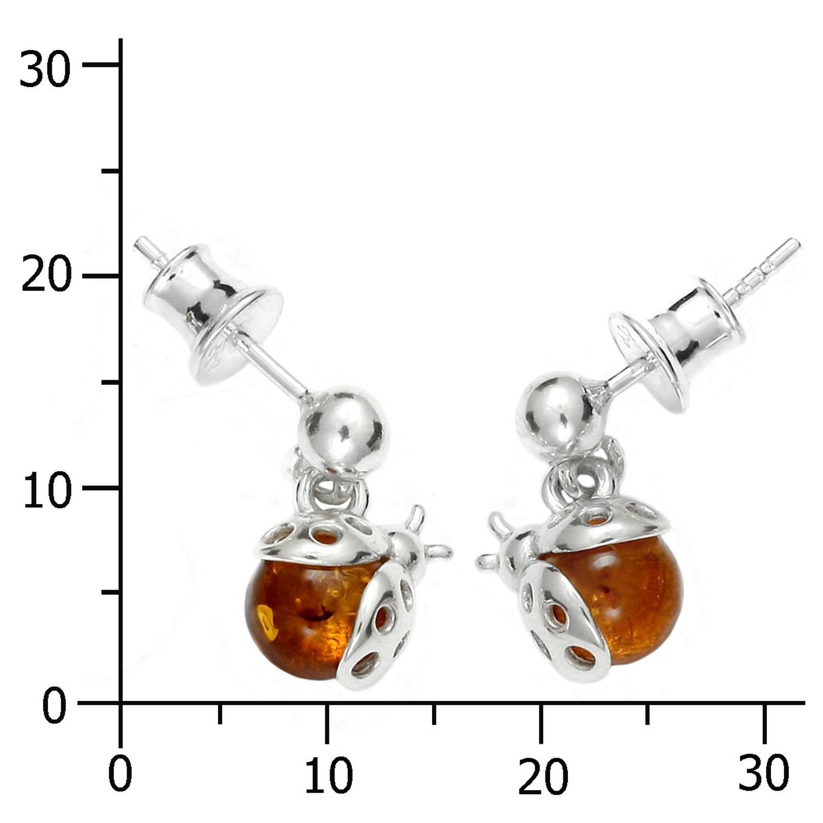 OSTSEE-SCHMUCK Paar Ohrhänger »- Marienkäfer - Silber 925/000 - Bernstein«