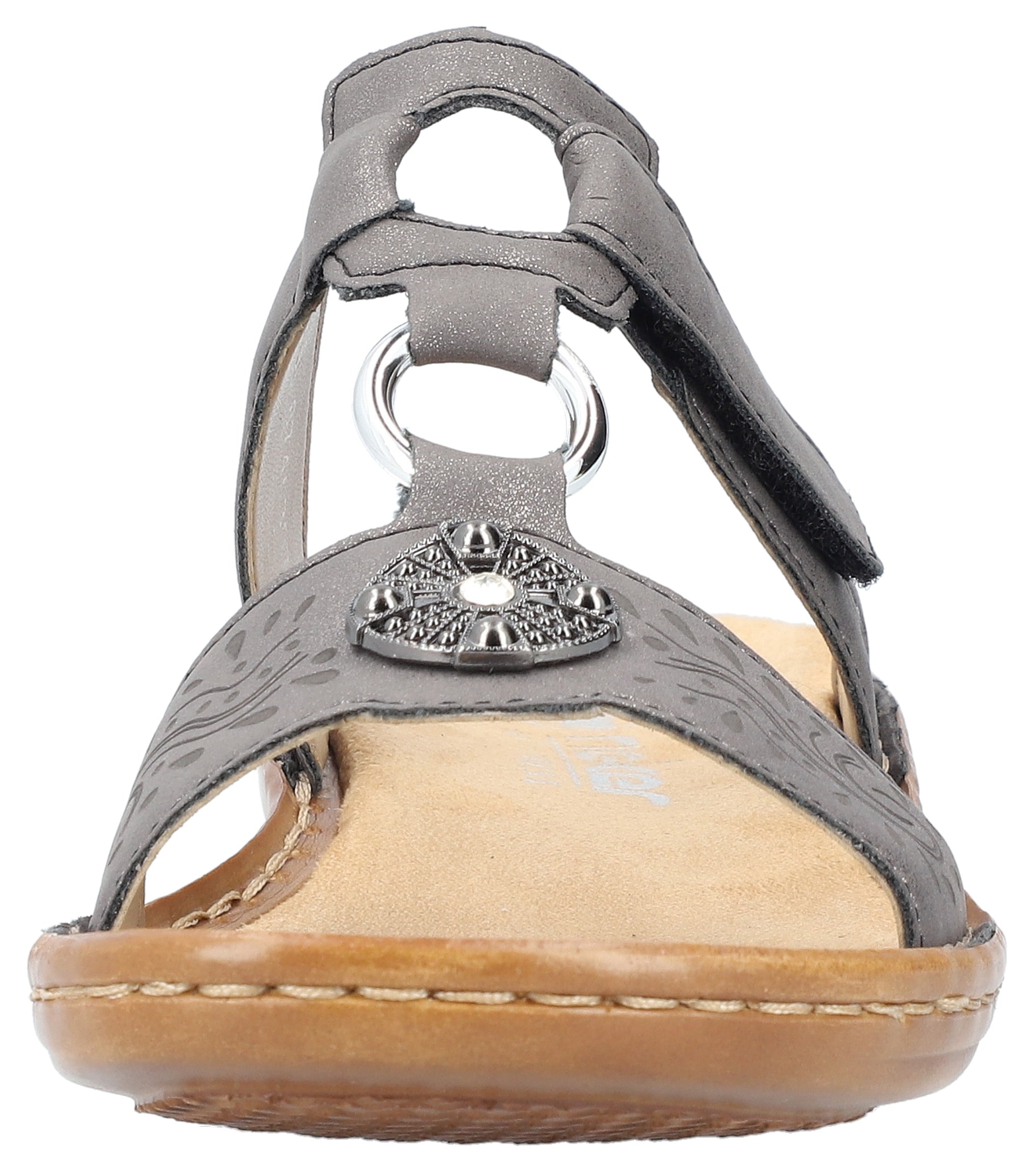Rieker Pantolette, Keilabsatz, Sommerschuh, Schlappen Mit Schmuck-Applikation