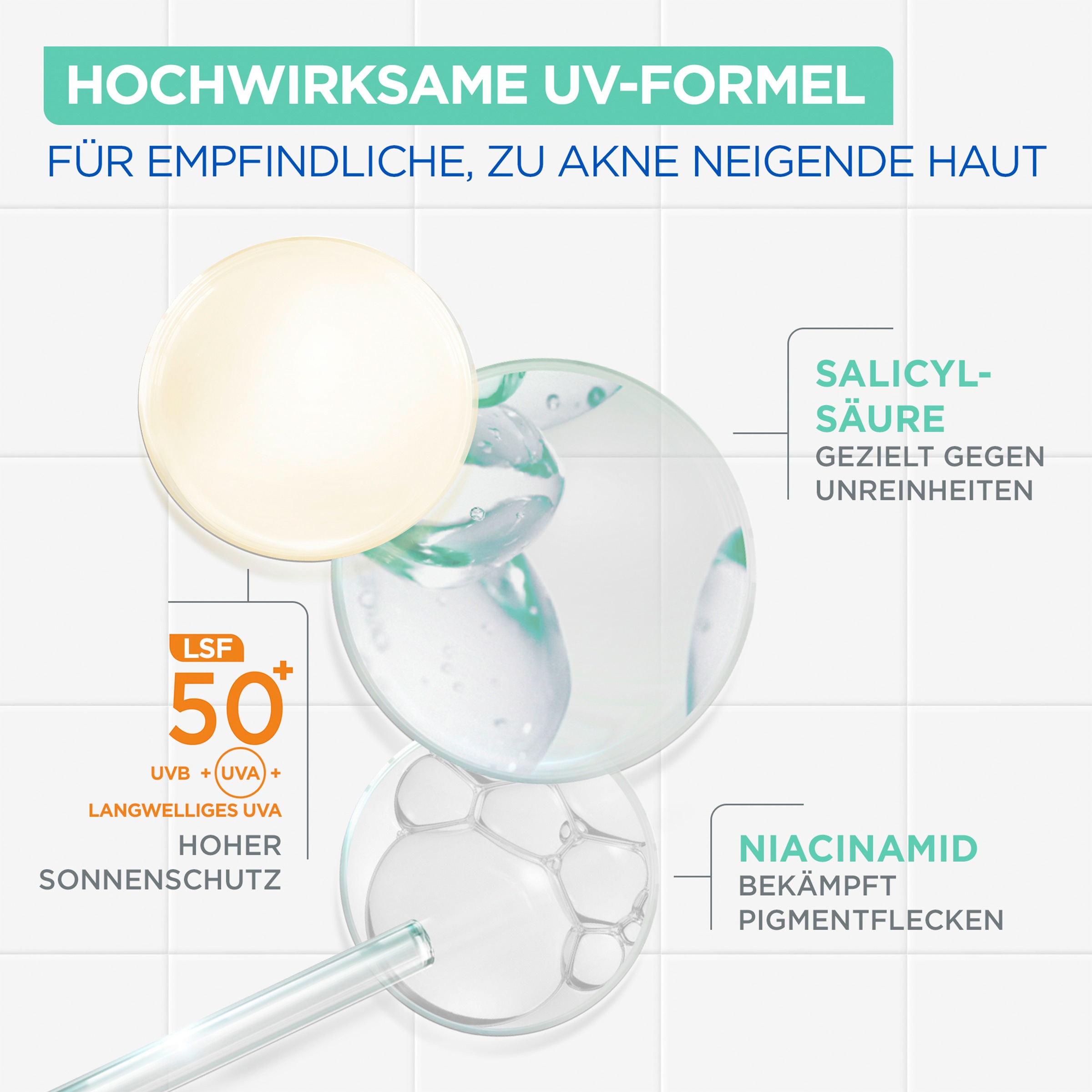 Mixa Gesichts-Reinigungsfluid »MIXA ANTI-UNREINHEITEN LSF50 + UV FLUID« mit Niacinamid