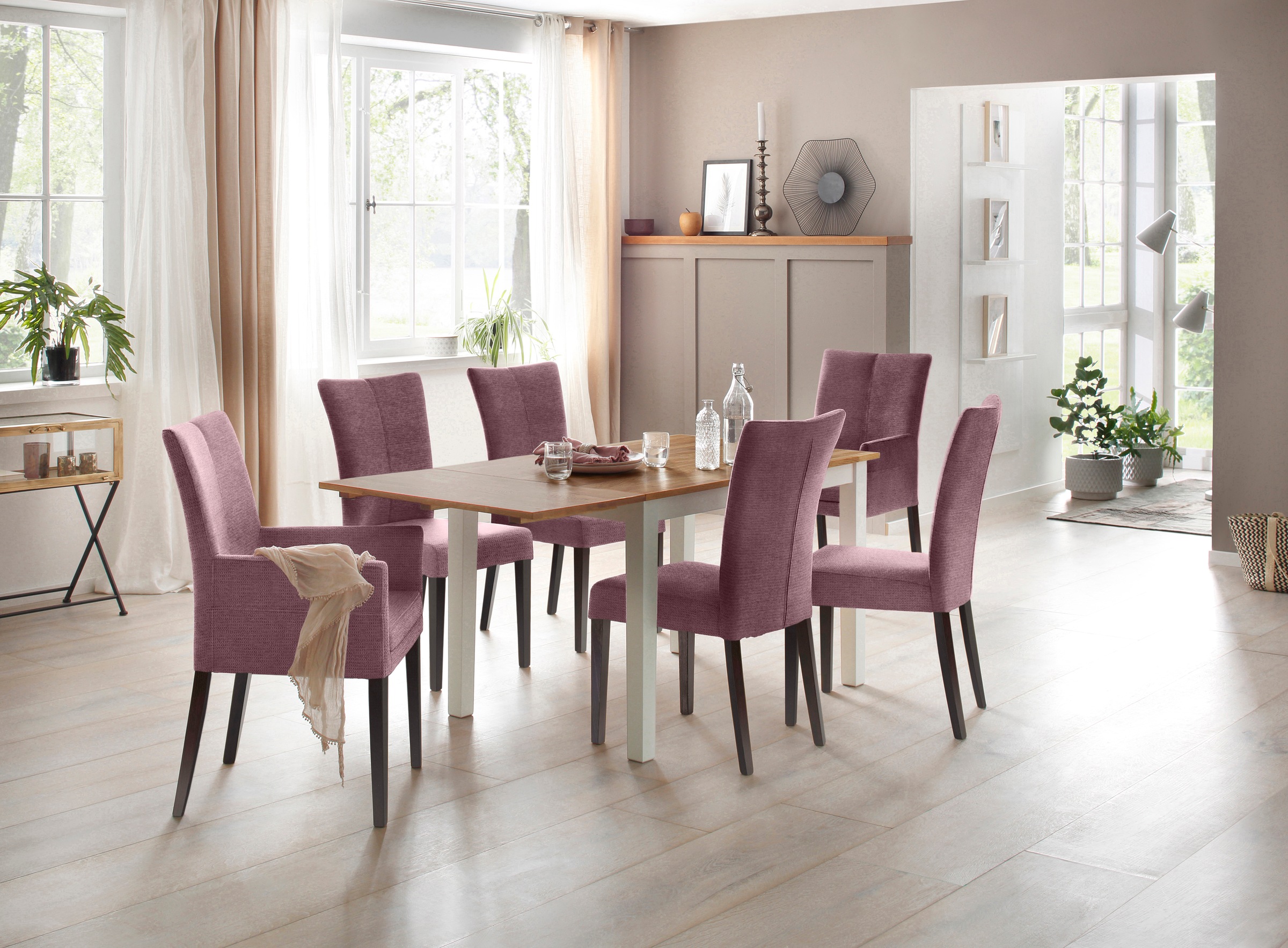 Home affaire 4-Fußstuhl »Aspen«, (Set), 2 St., Softstruktur, Beine aus massiver Buche, wengefarben lackiert