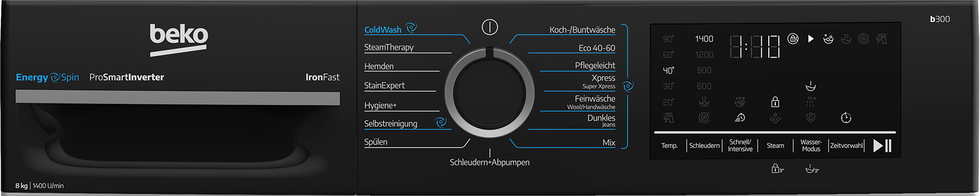 BEKO Waschmaschine »BM3WFU4841W« 8 kg 1400 U/min EnergySpin – optimierte Waschbewegungen für gründliche Reinigung.