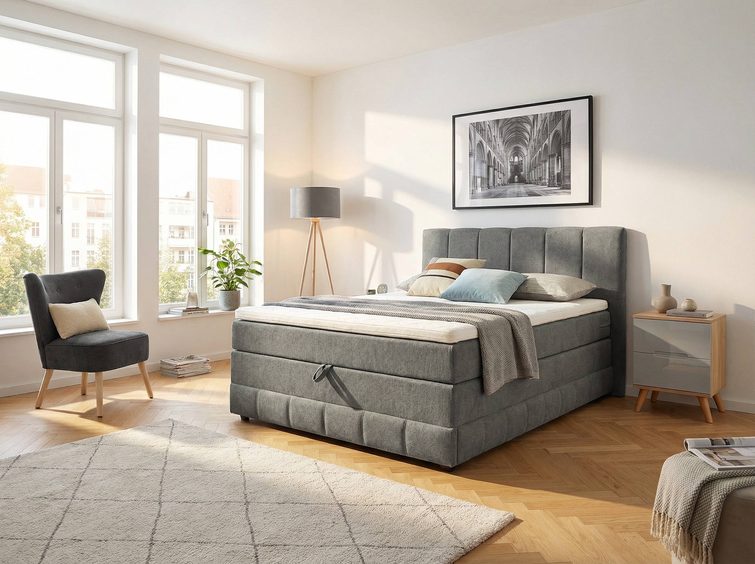 OTTO home Boxbett »Likely inkl. Bettkasten, Liegefläche 180x200 cm, in Boxspring-Optik« inkl. Topper & Aufbauvideo, erhältlich in verschiedenen Farben