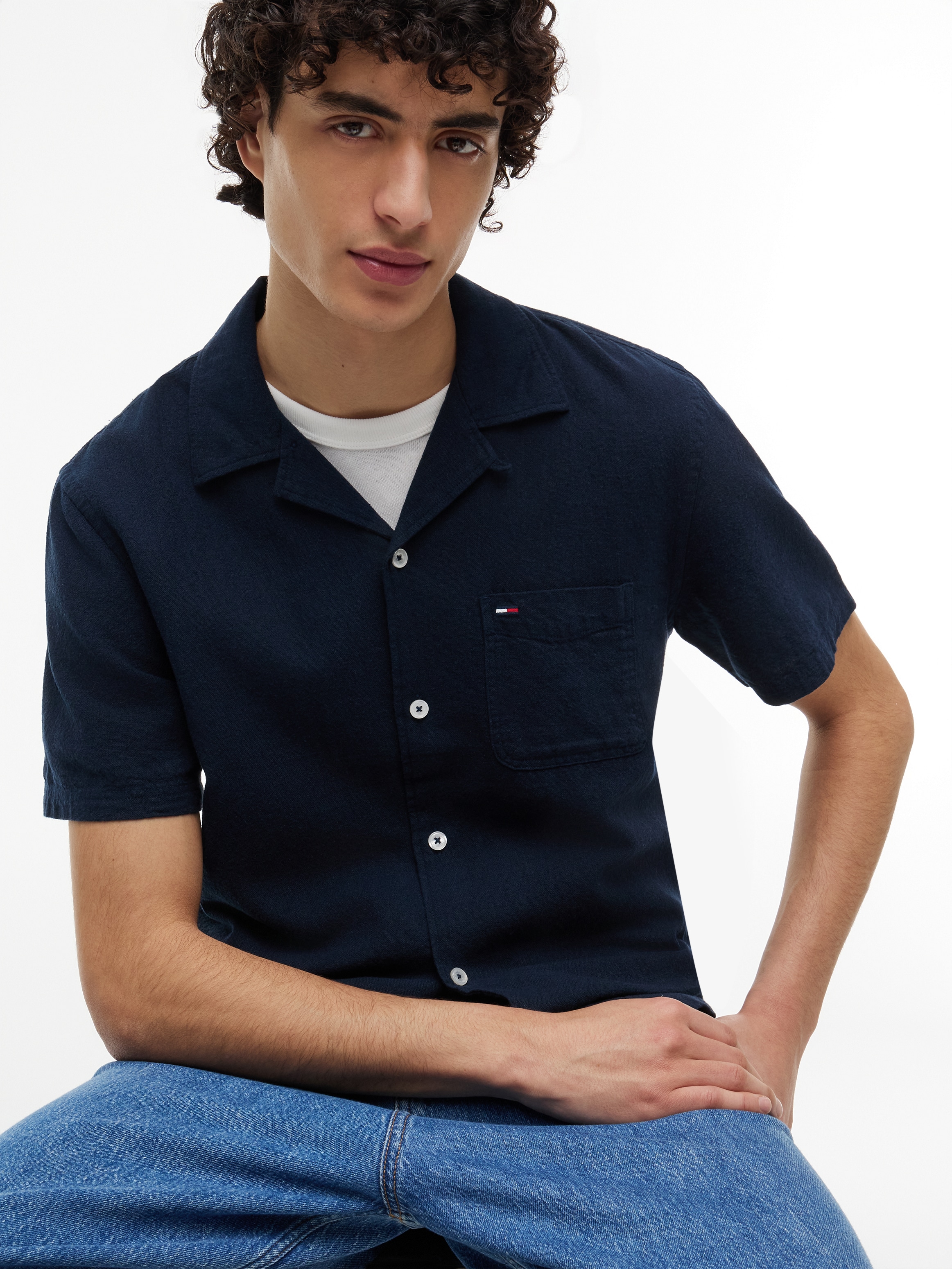 Tommy Jeans Leinenhemd »TJM REGULAR LINEN BLEND CAMP« mit Reverskragen
