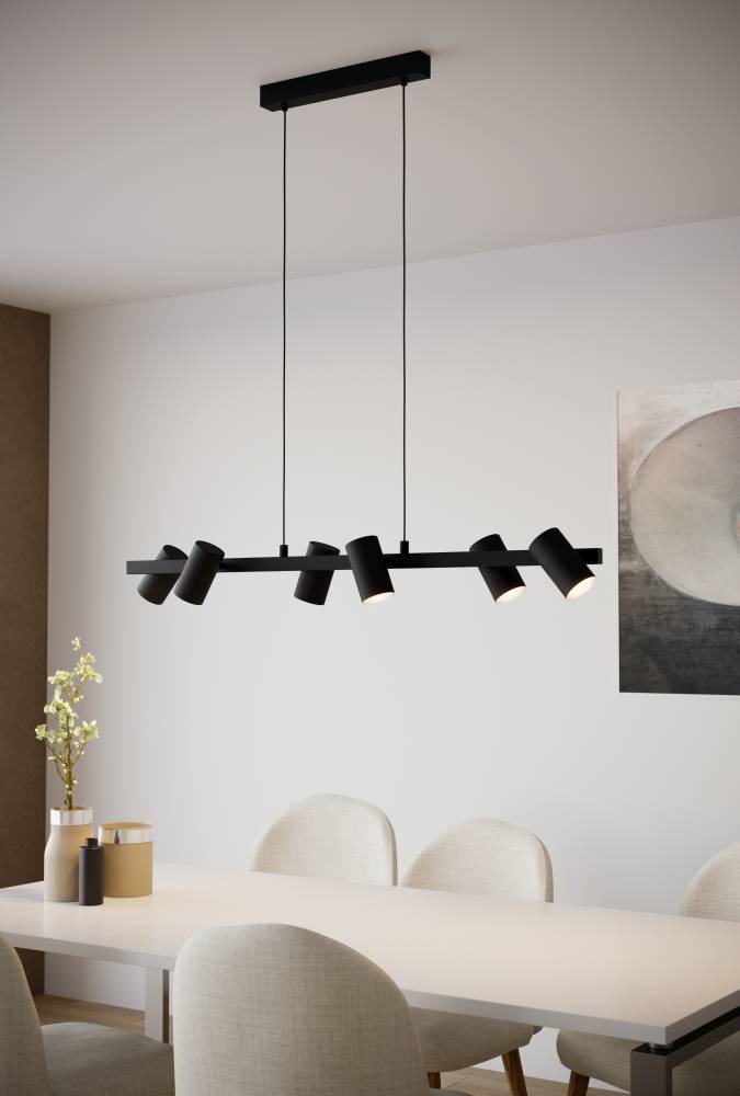 EGLO Hängeleuchte »GATUELA 1 Pendellampe, Stahl, IP20, E14, Esszimmerlampe, Modern, Lampe« E14 1 Stk. Hängeleuchte, L116 x B19 x H110 cm, schwarz, 6X25W exkl.
