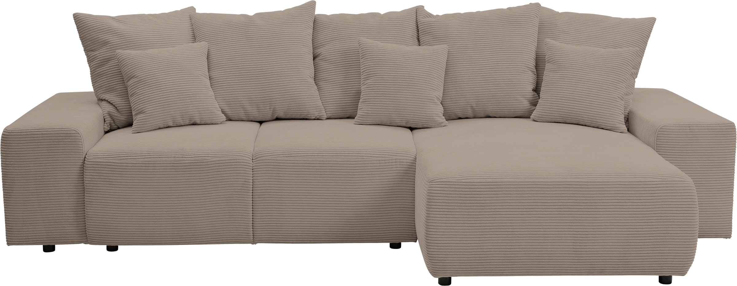 WERK2 Ecksofa »Riwa, modernes Sofa zum Kuscheln und Entspannen, Breite 300cm, L-Form« Trendiges Ecksofa mit vielen Kissen, Schlaffunktion & Bettkasten