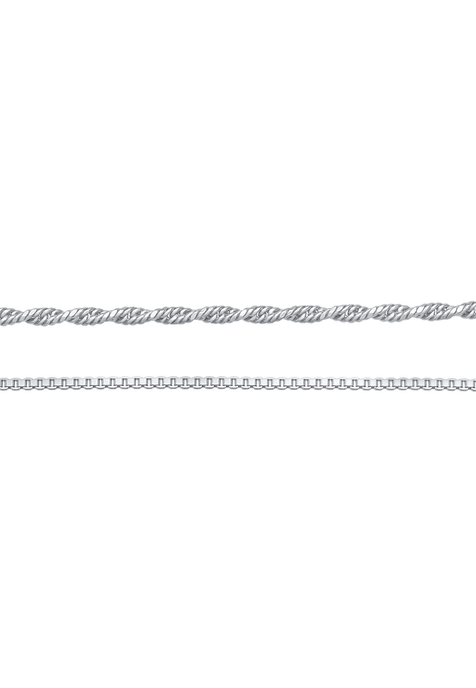 Elli Premium Ketten-Set »Halskette Choker Kordelkette Veneziakette (2 tlg) 925 Silber«