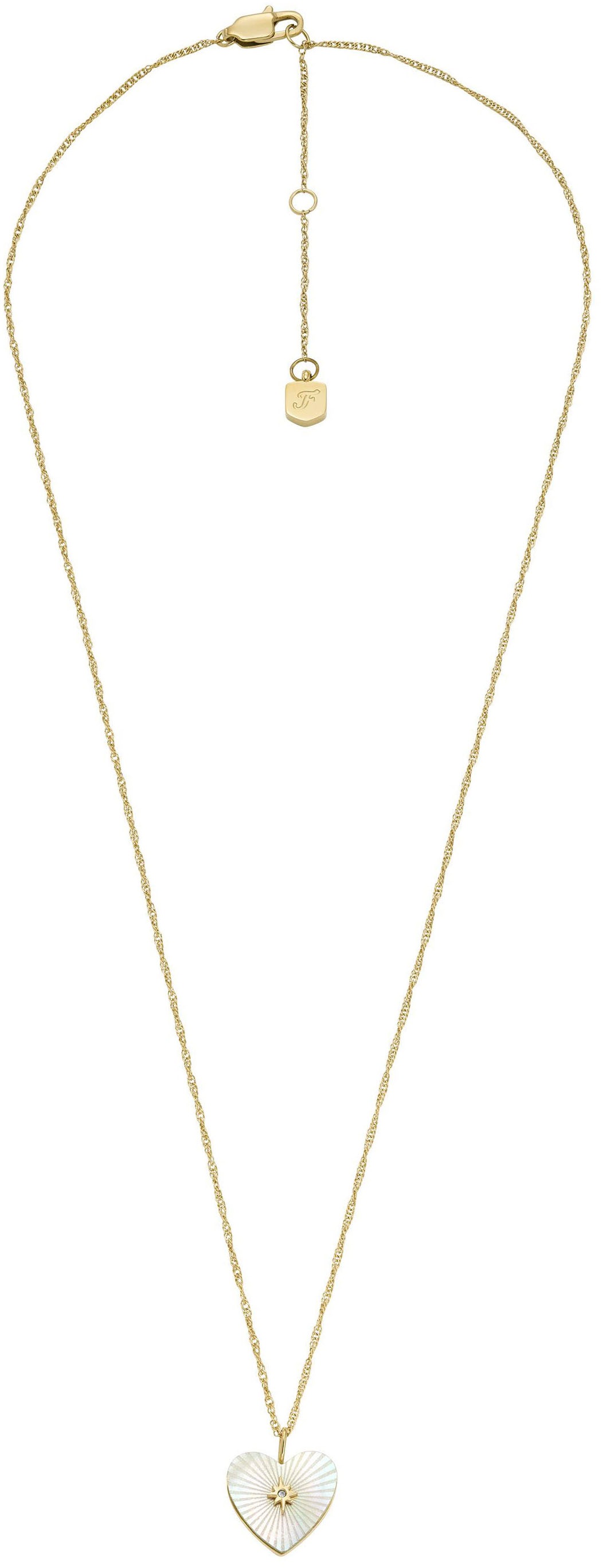 Fossil Kette mit Anhänger »Schmuck Geschenk Edelstahl KETTE RADIANT LOVE HEART, JF04731710«, mit Glasstein - mit Perlmutt